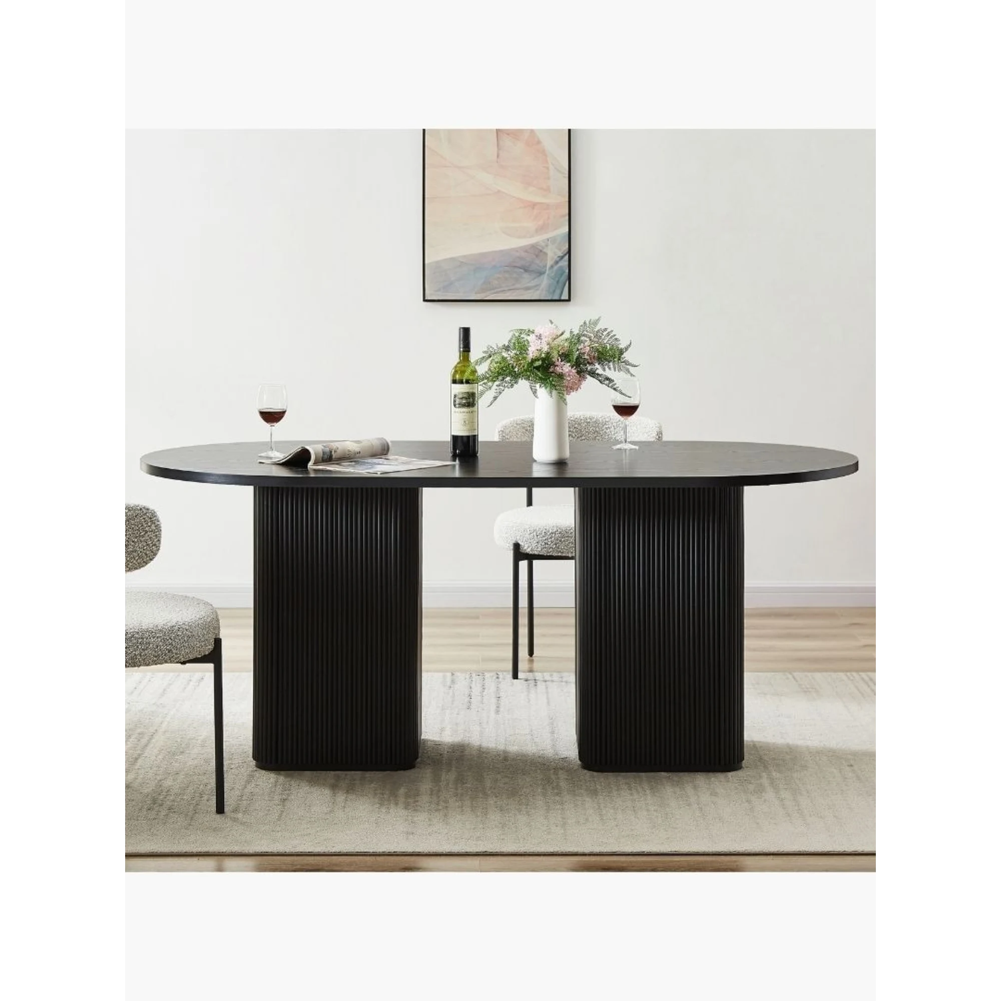 Lifely Tate Ripple Oval Dining Table, Black