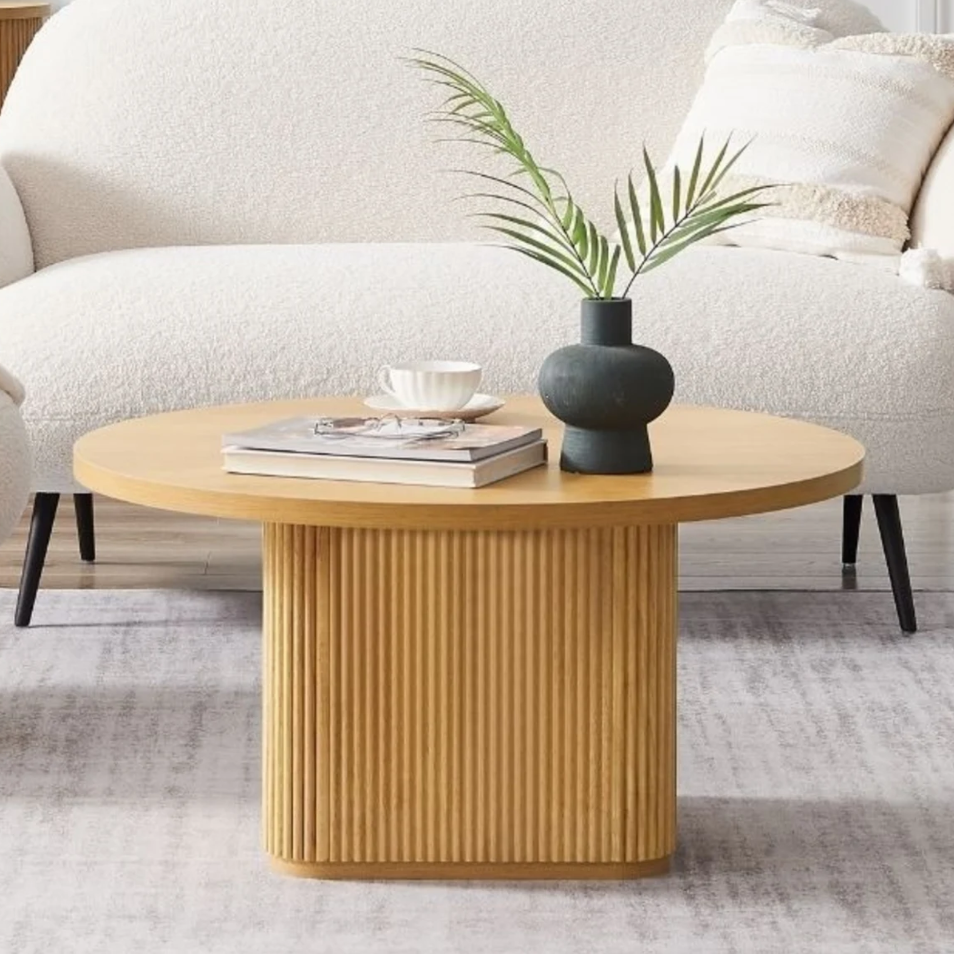 Lifely Tate Ripple Coffee Table, Natural Wood