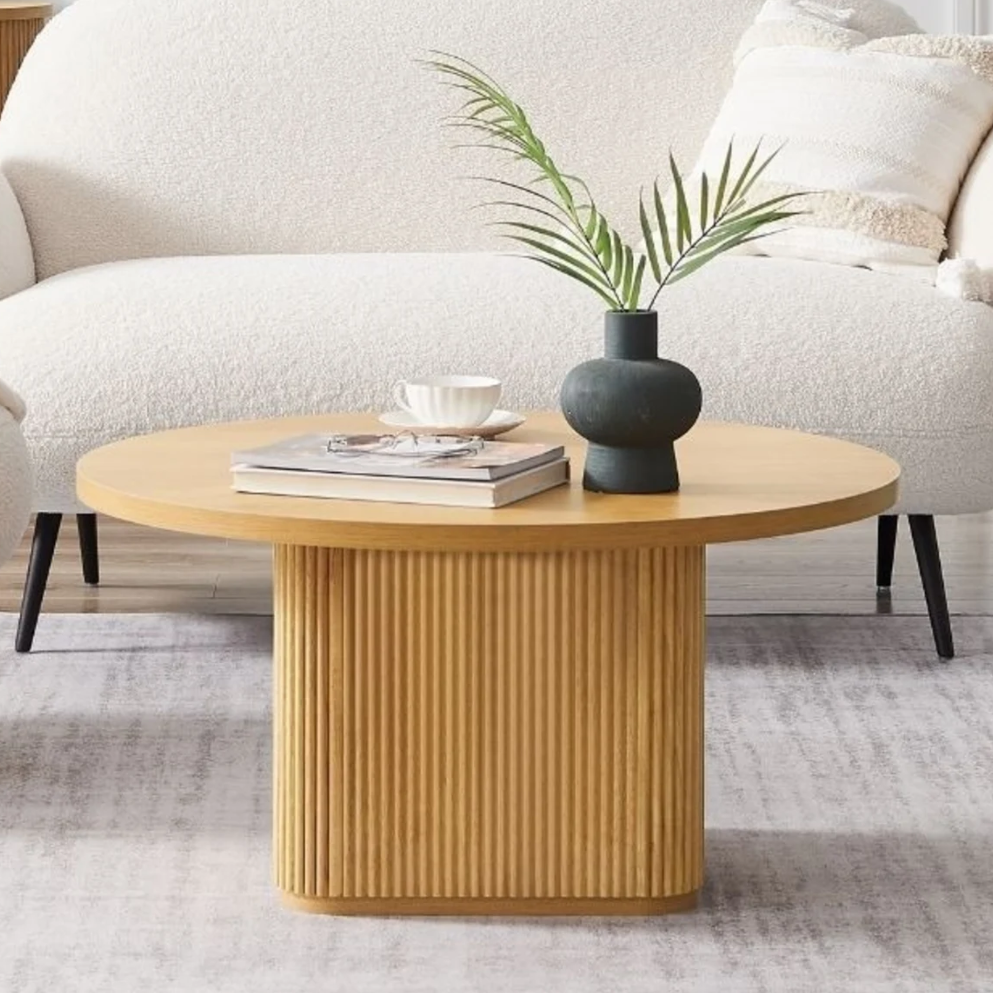 Lifely Tate Ripple Coffee Table, Natural Wood