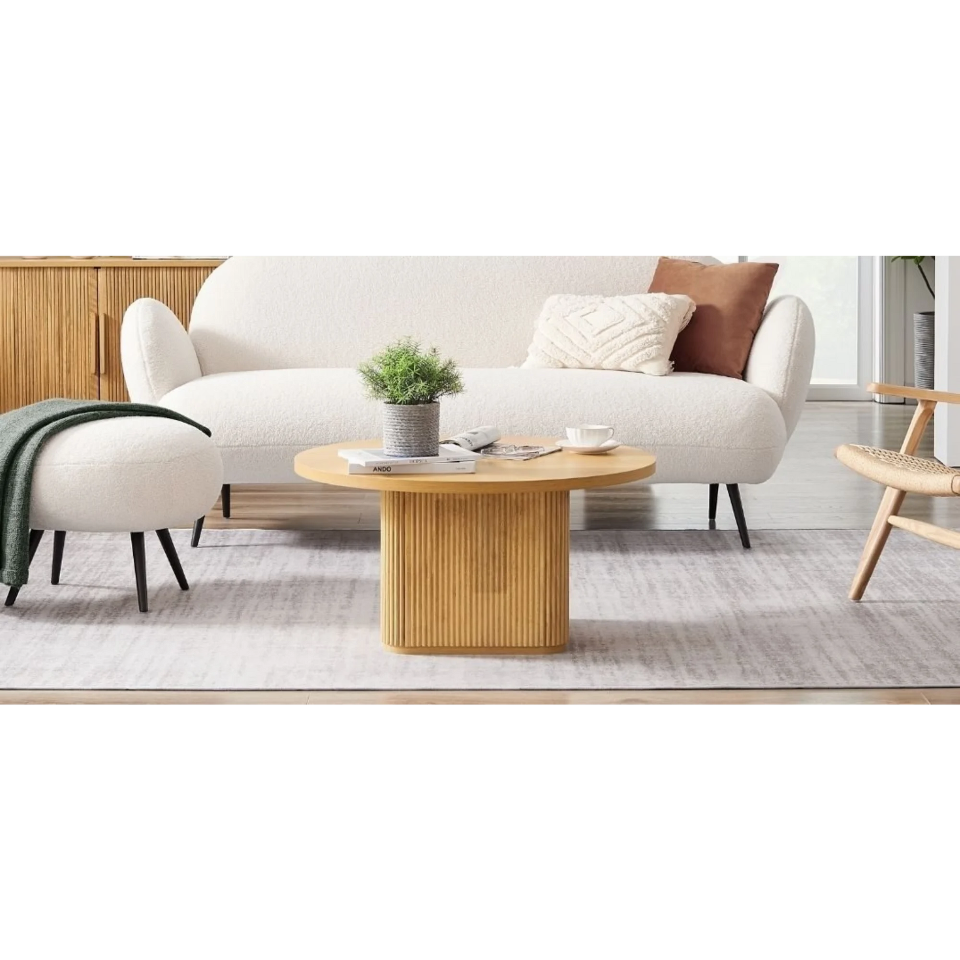 Lifely Tate Ripple Coffee Table, Natural Wood