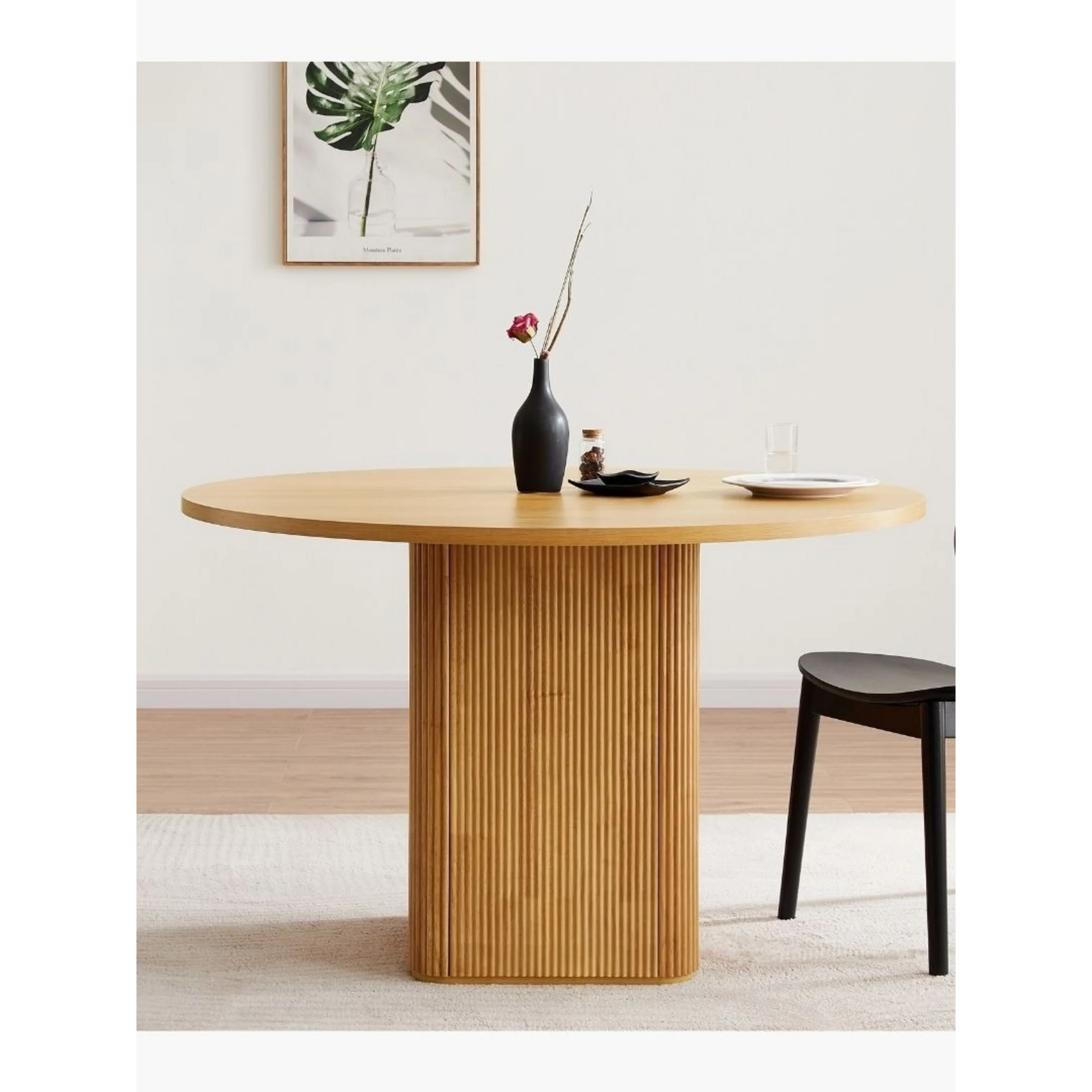 Lifely Tate Ripple Round Dining Table, Natural Wood