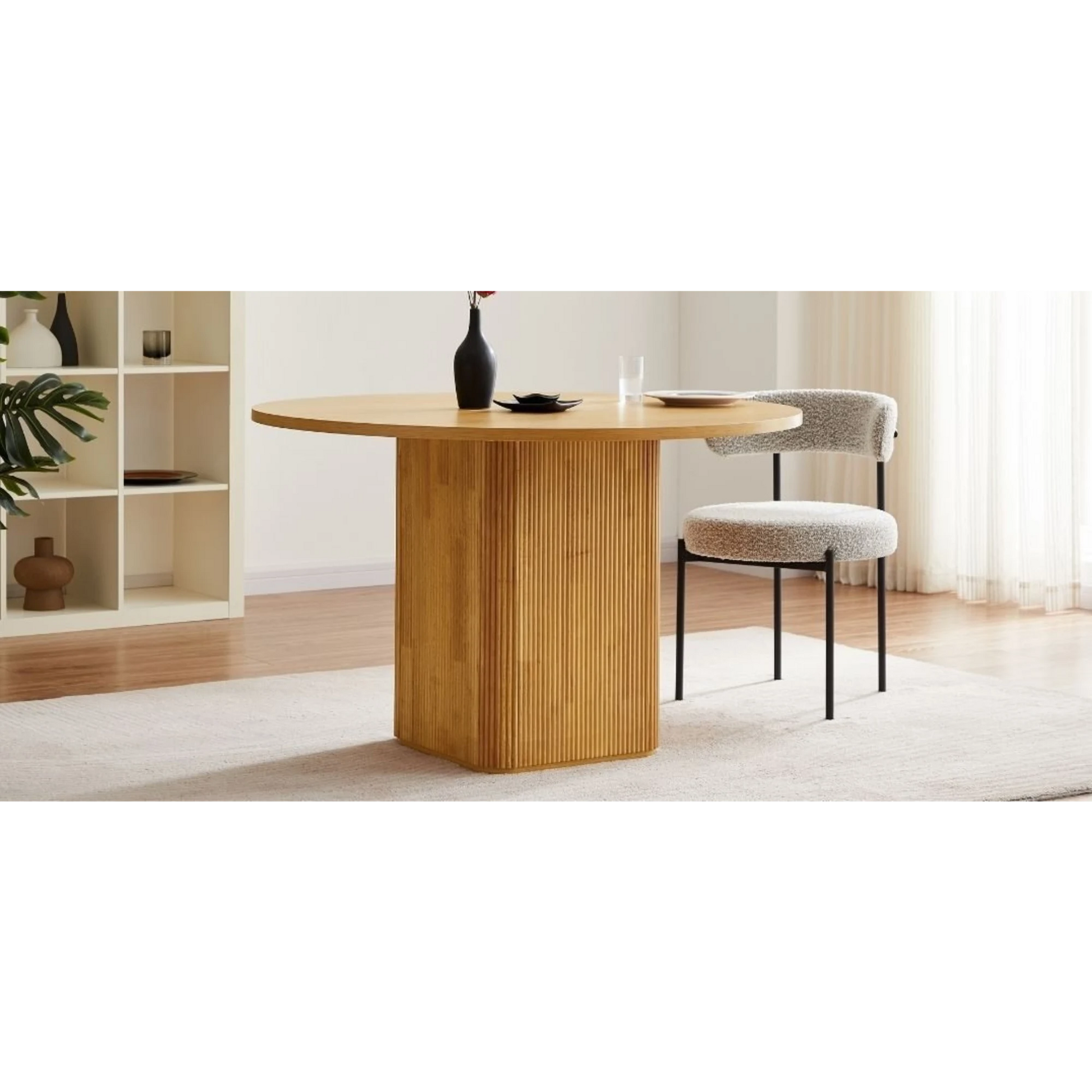 Lifely Tate Ripple Round Dining Table, Natural Wood