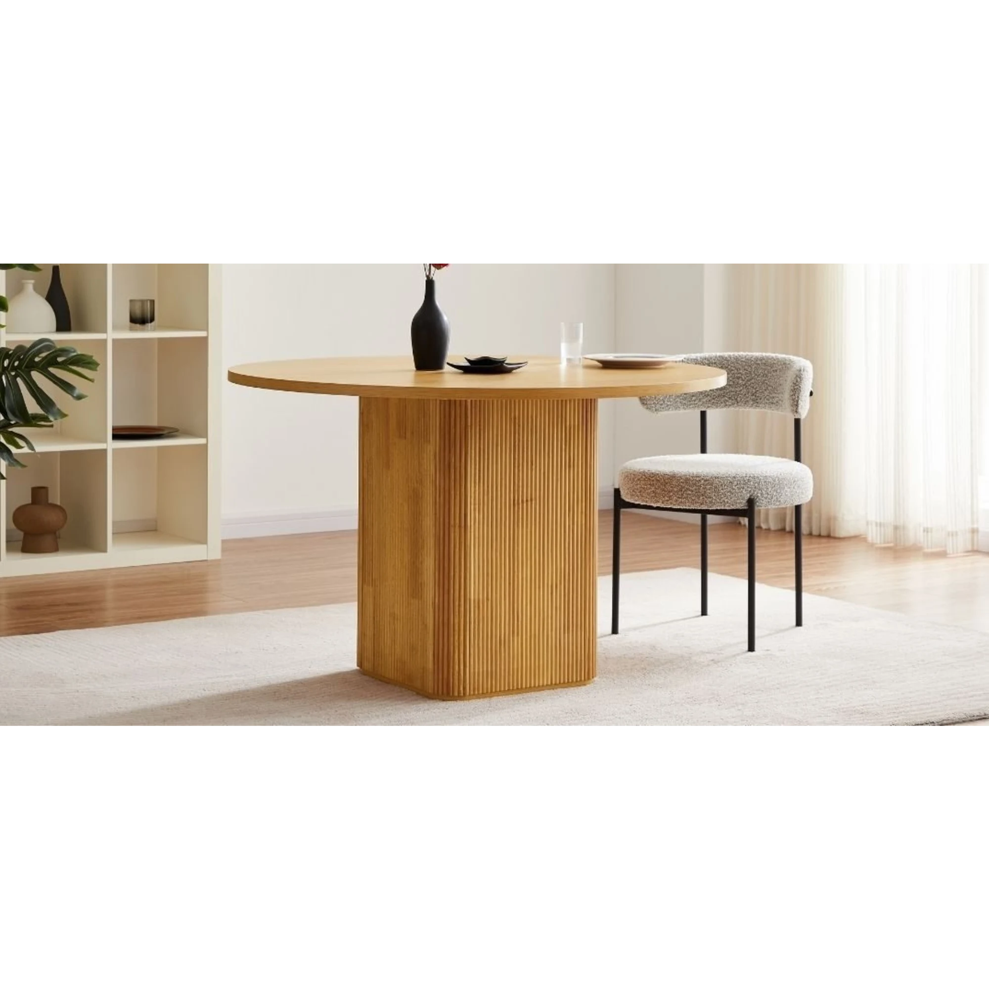 Lifely Tate Ripple Round Dining Table, Natural Wood