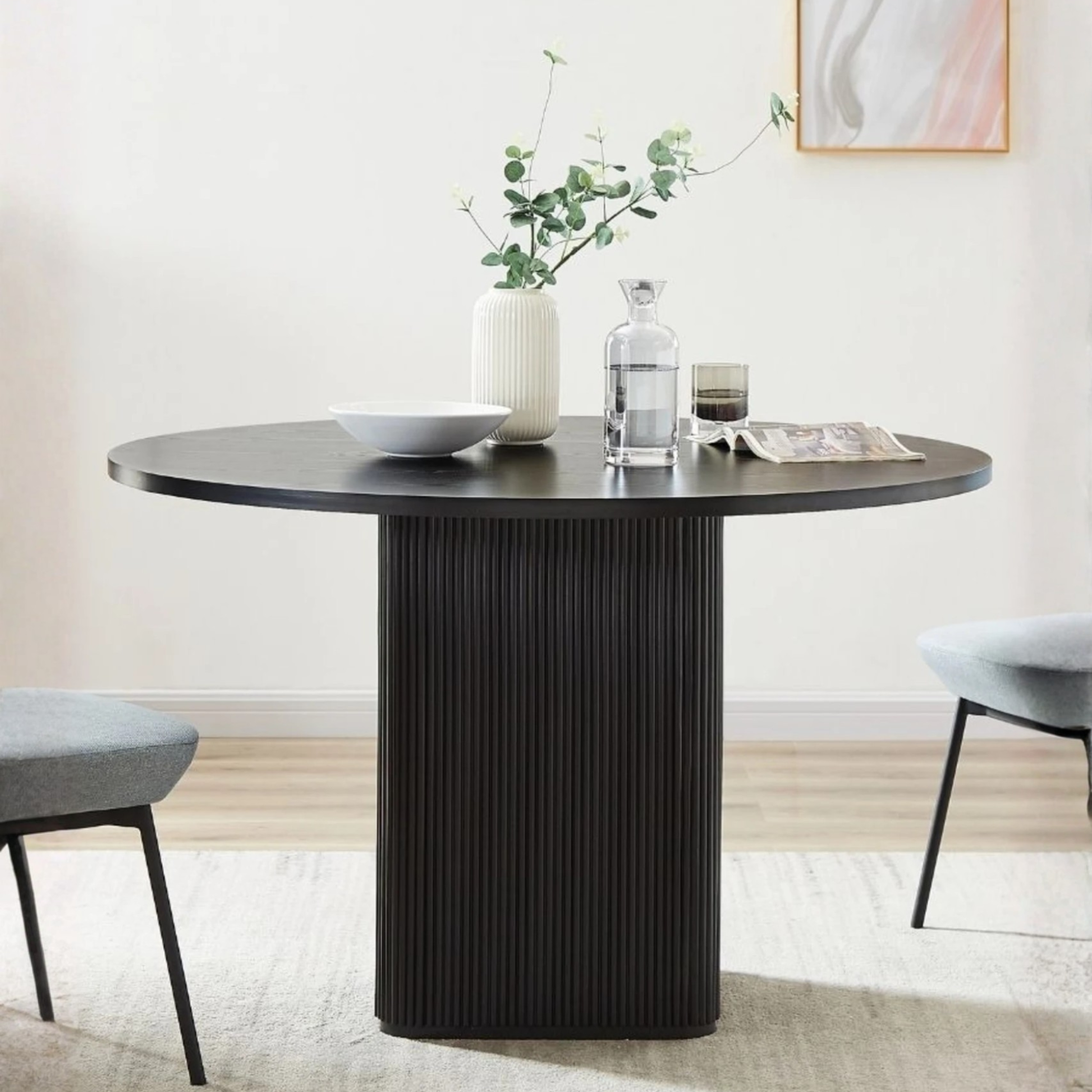 Lifely Tate Ripple Round Dining Table, Black