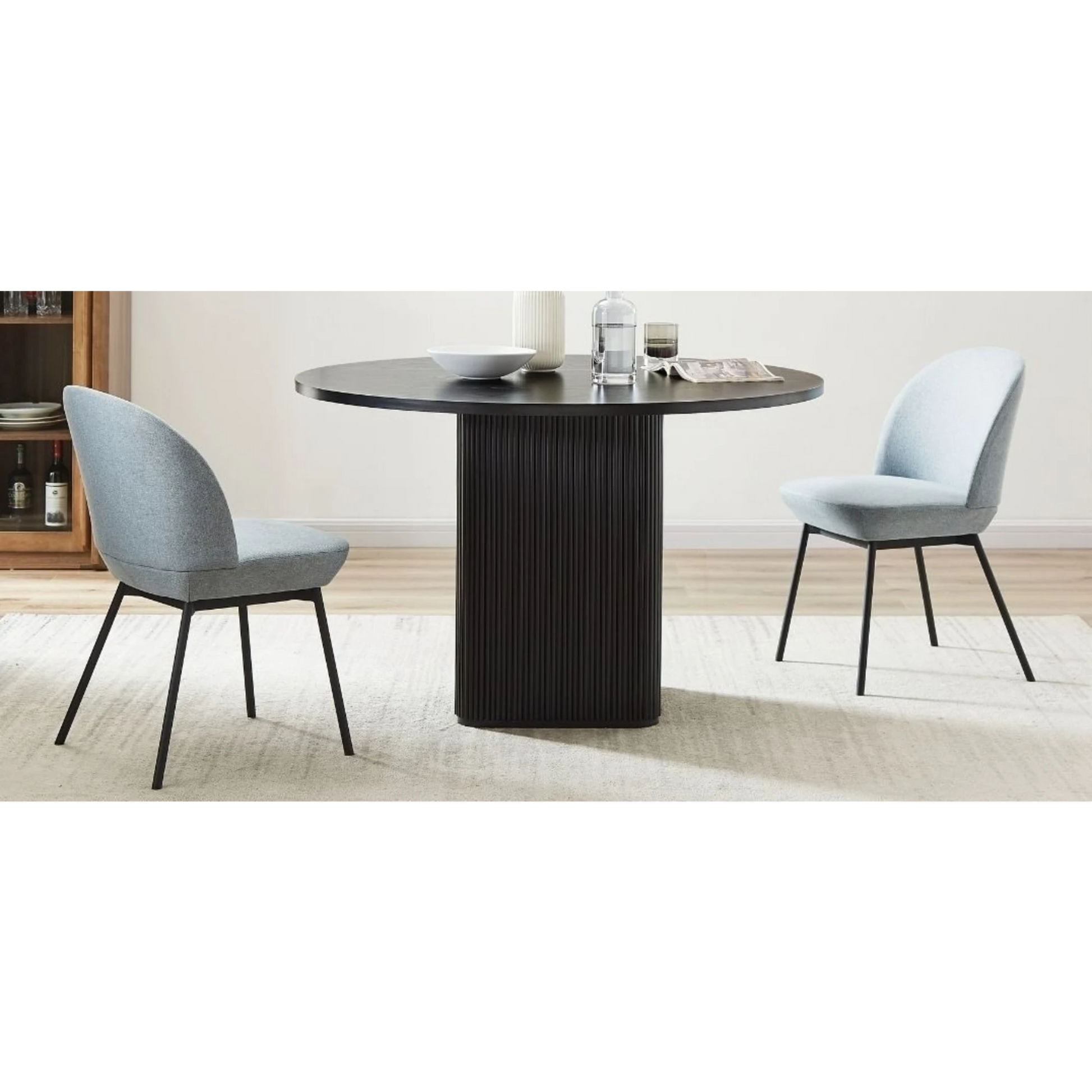 Lifely Tate Ripple Round Dining Table, Black