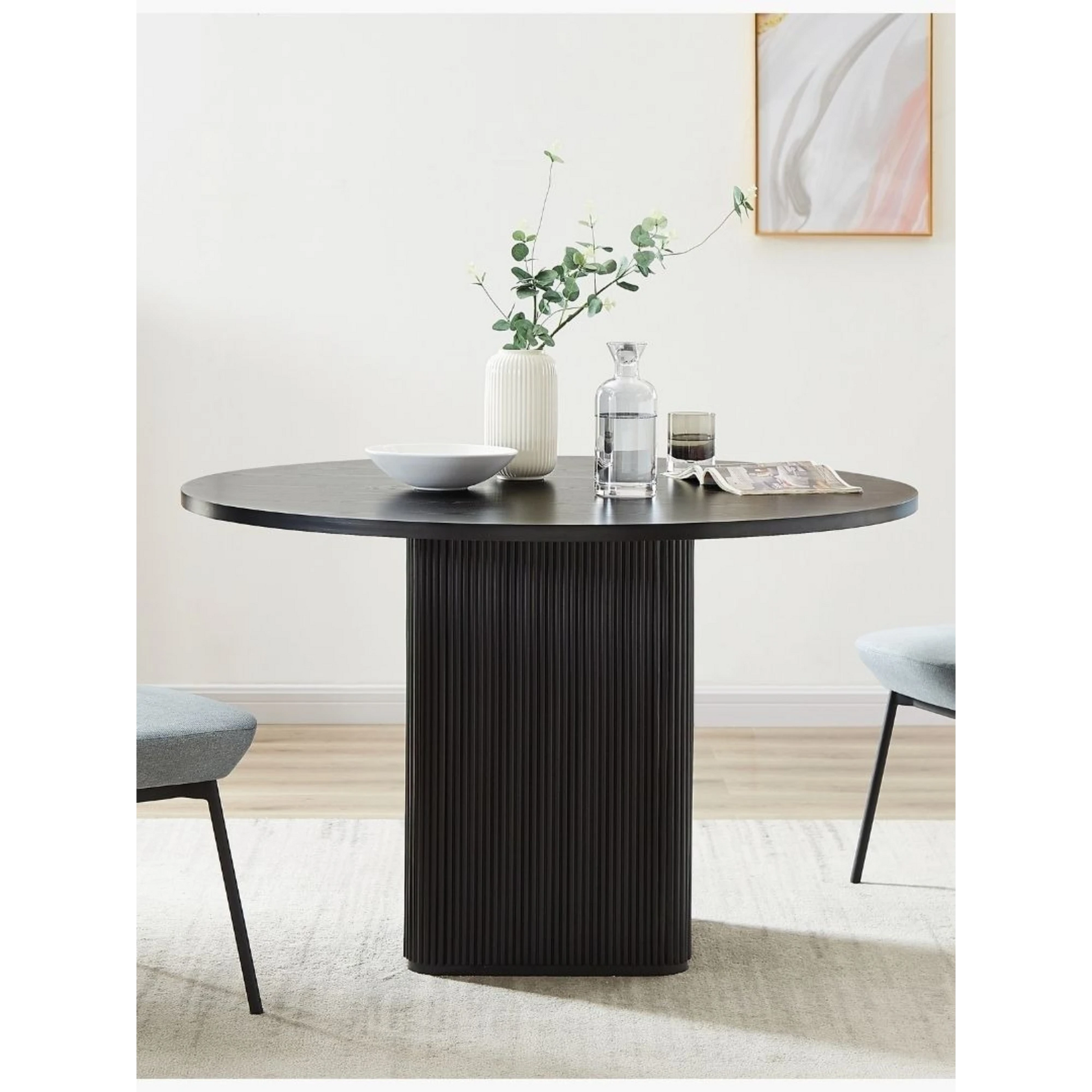 Lifely Tate Ripple Round Dining Table, Black
