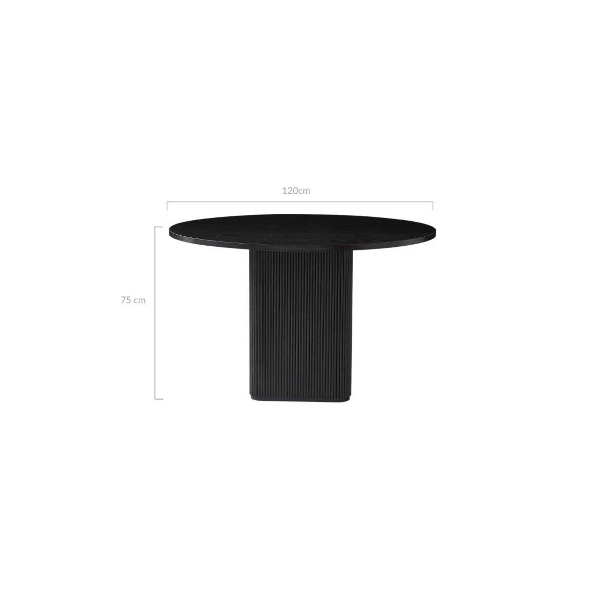 Lifely Tate Ripple Round Dining Table, Black