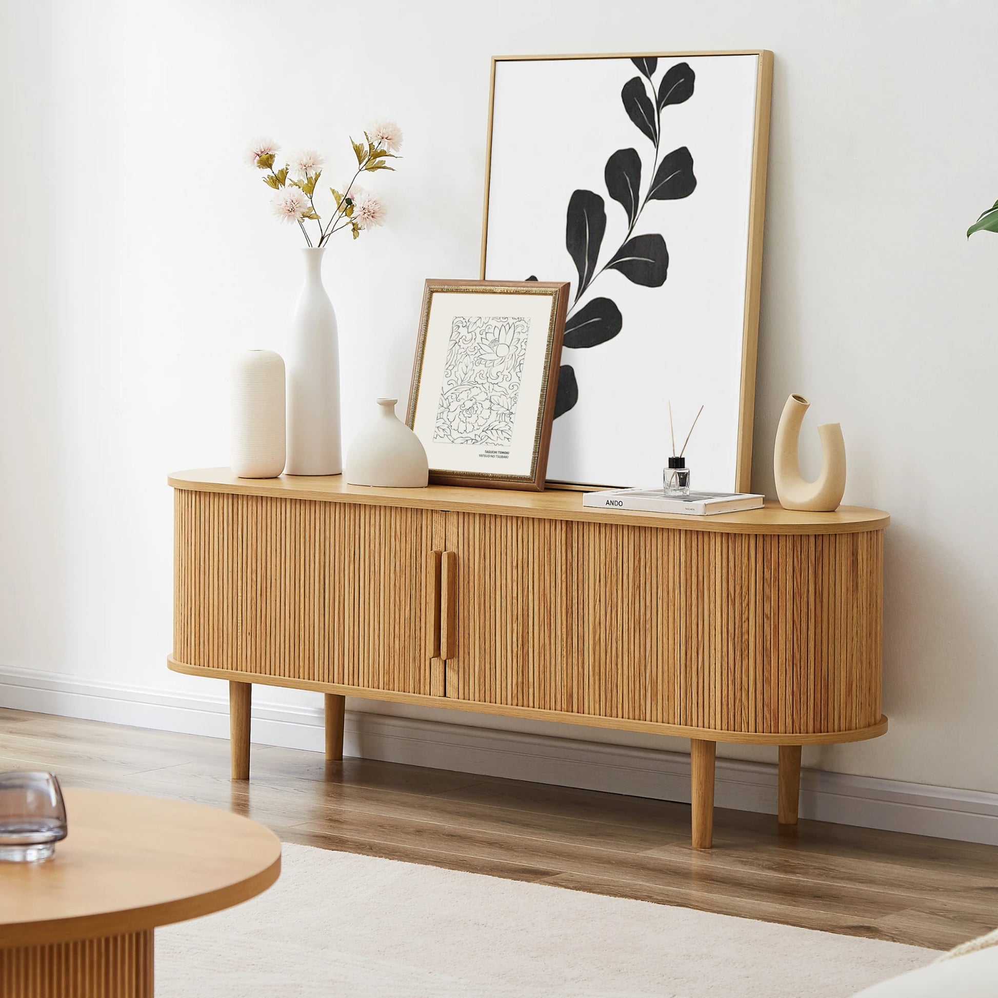 Lifely Tate Entertainment Unit, Natural Wood, 200cm
