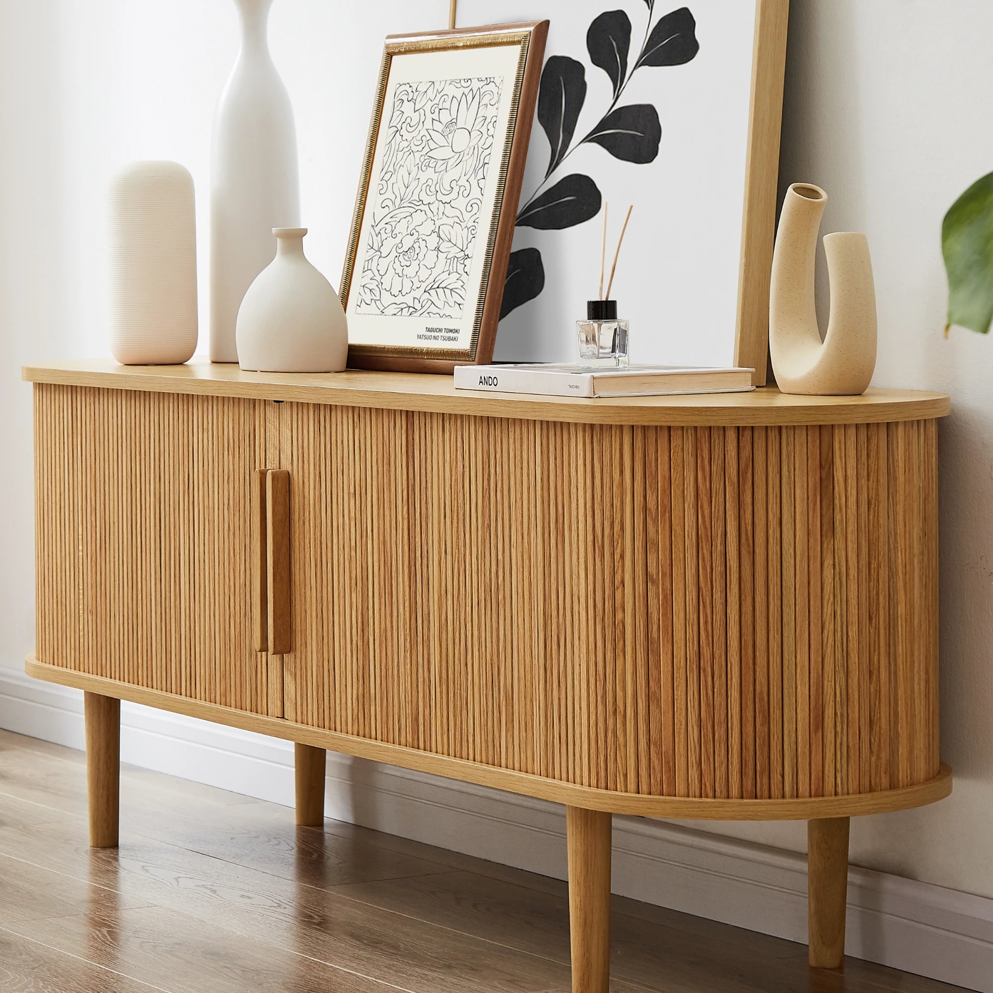 Lifely Tate Entertainment Unit, Natural Wood, 200cm