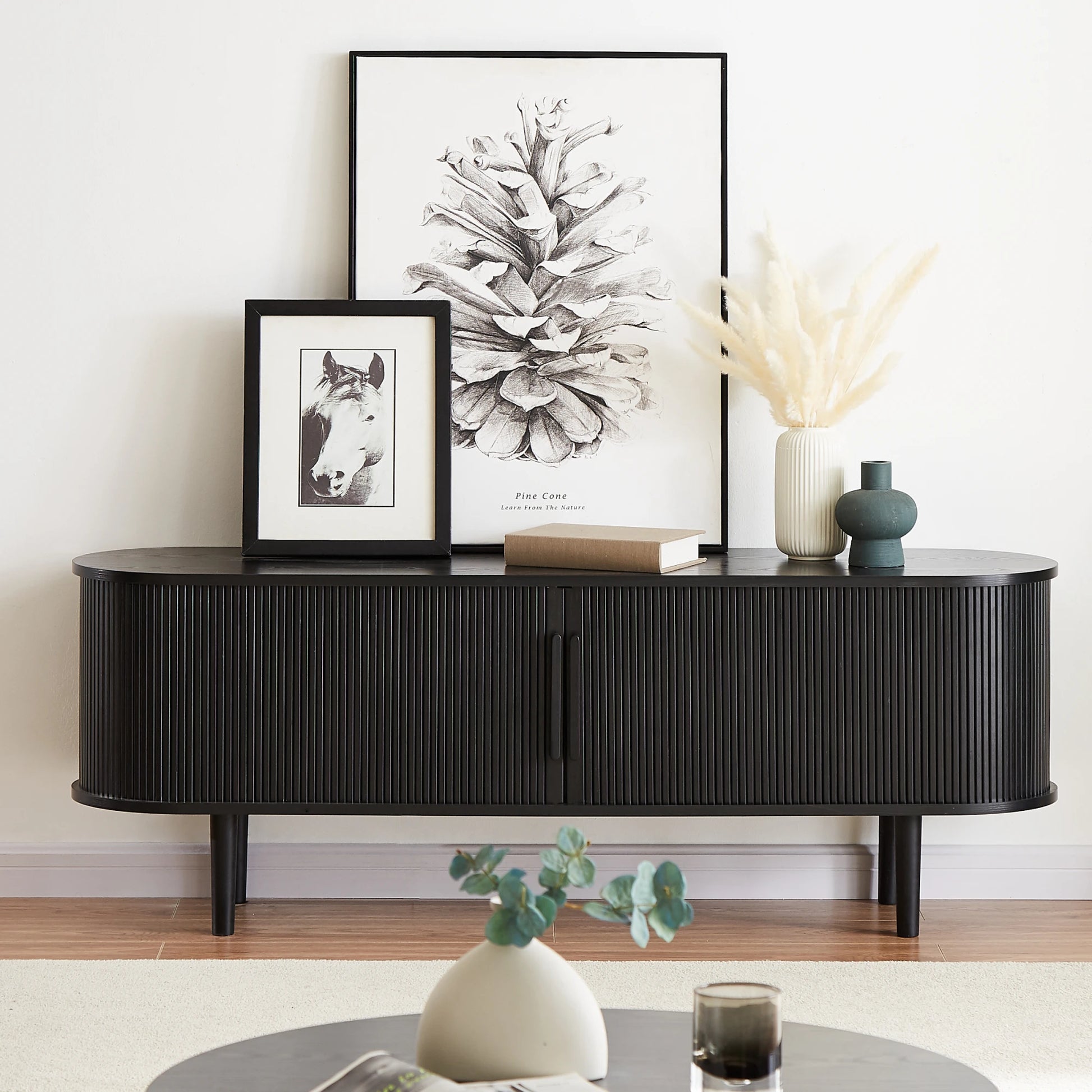 Lifely Tate Entertainment Unit, Black, 200cm