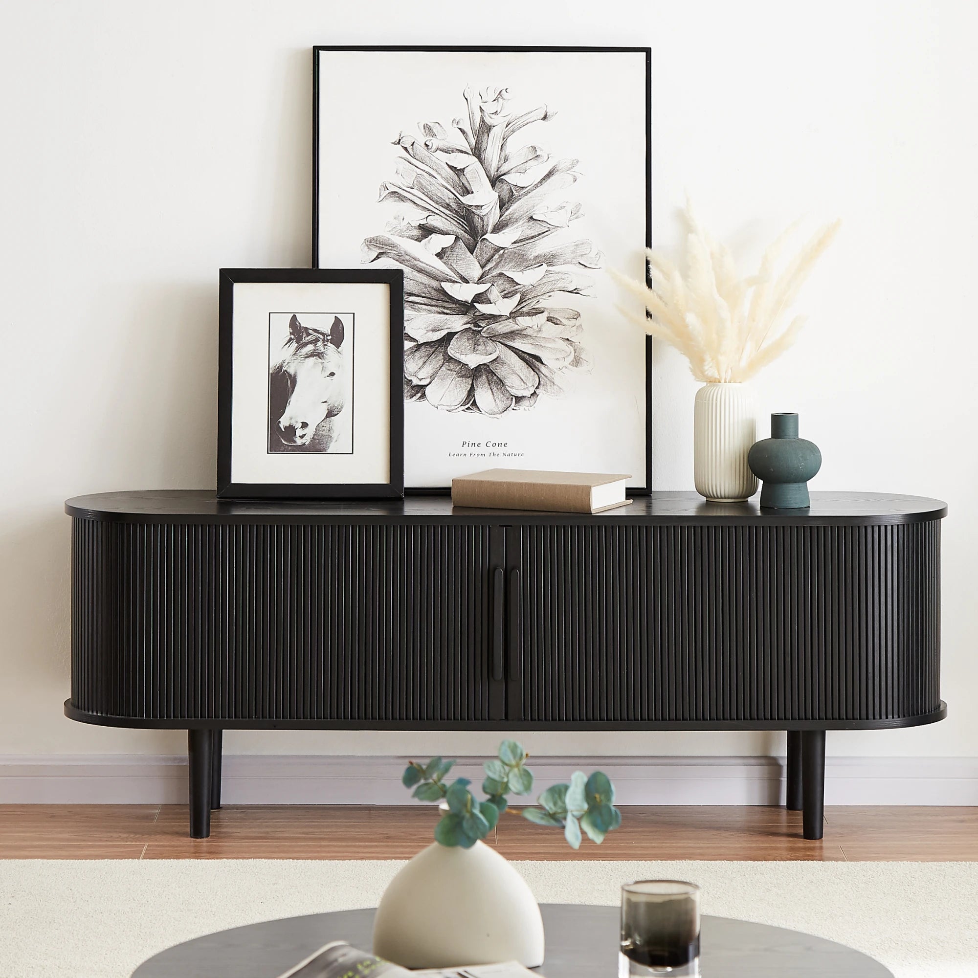 Lifely Tate Entertainment Unit, Black, 200cm