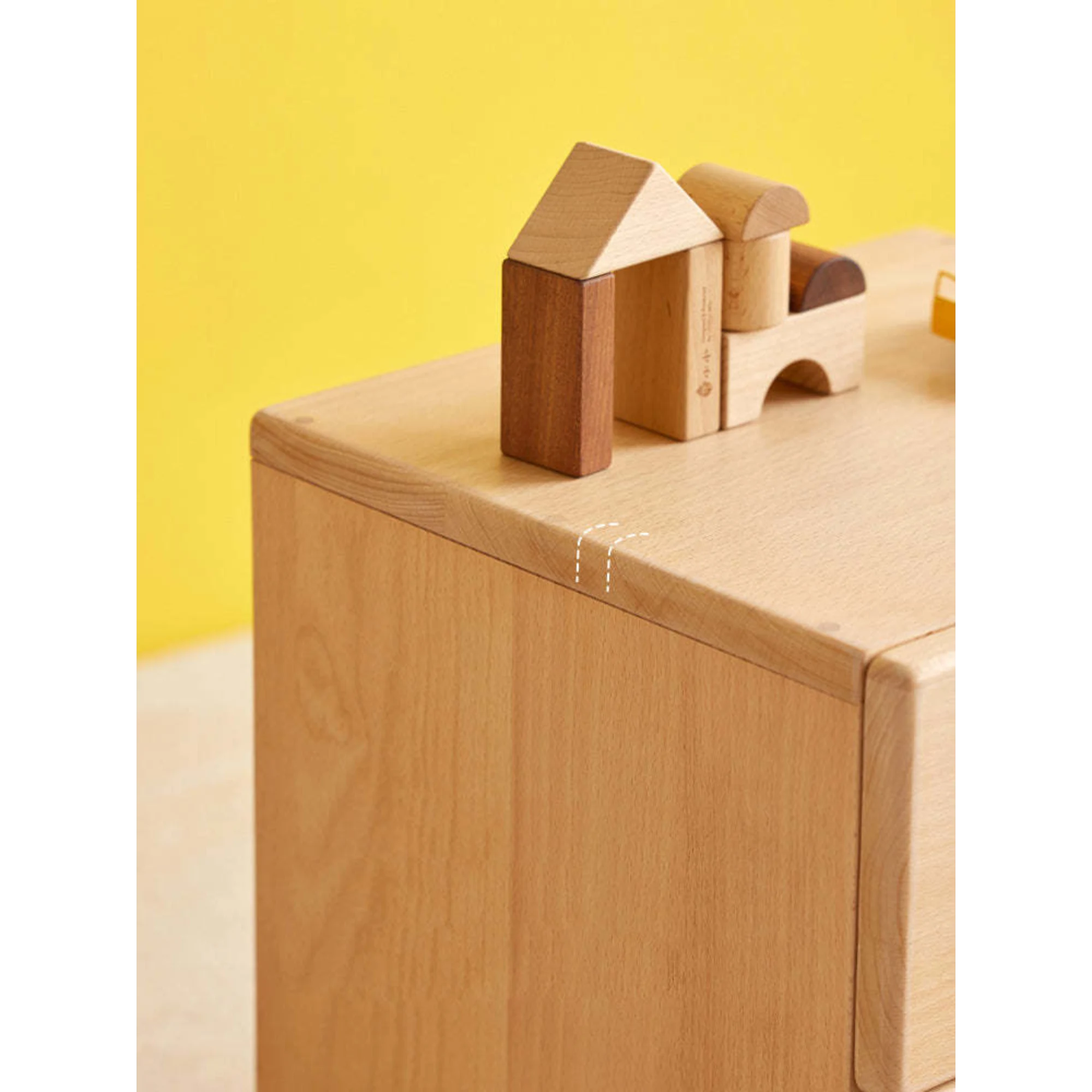Solidwood Ayla Double Drawer Bedside Table, 40x35CM, Beech