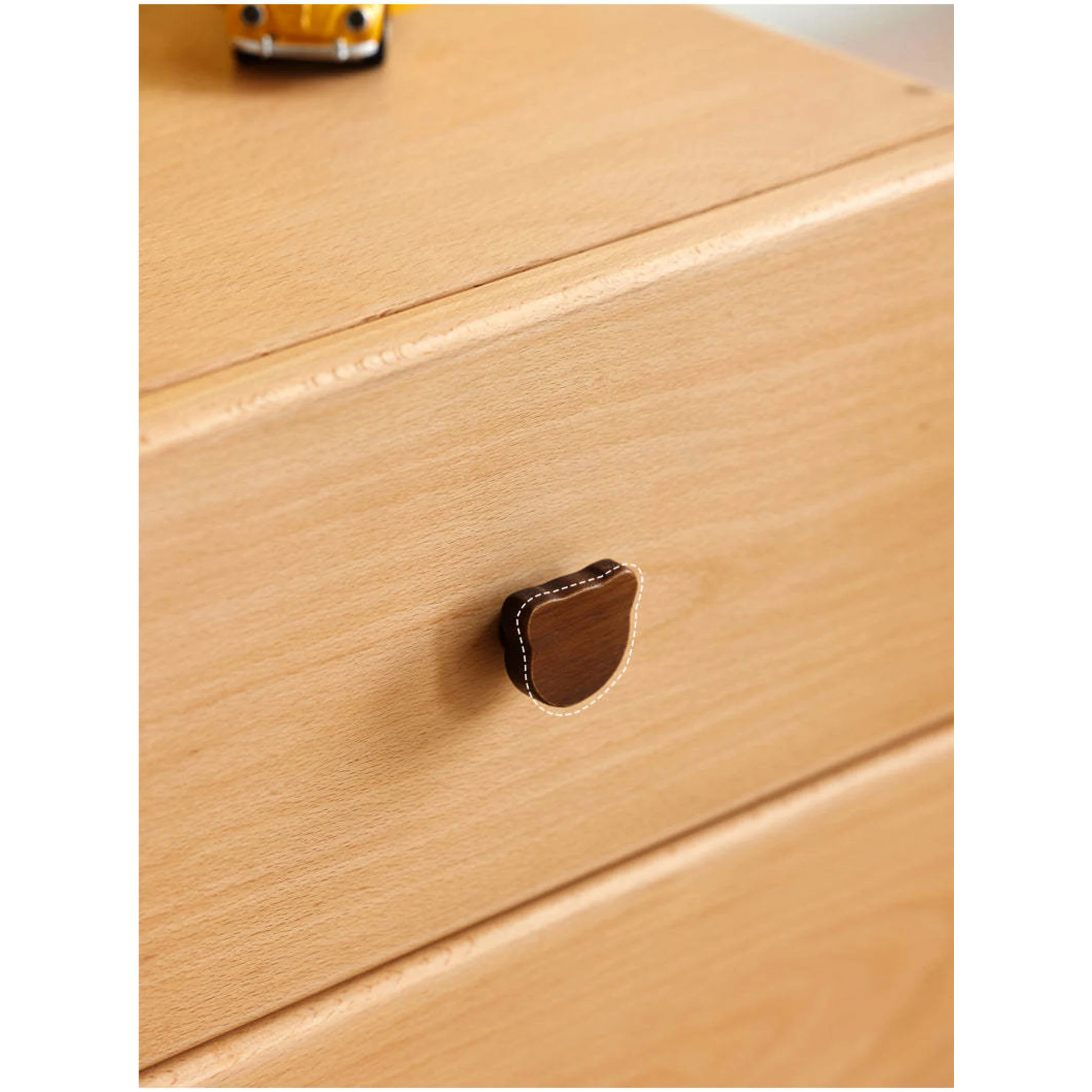 Solidwood Ayla Double Drawer Bedside Table, 40x35CM, Beech