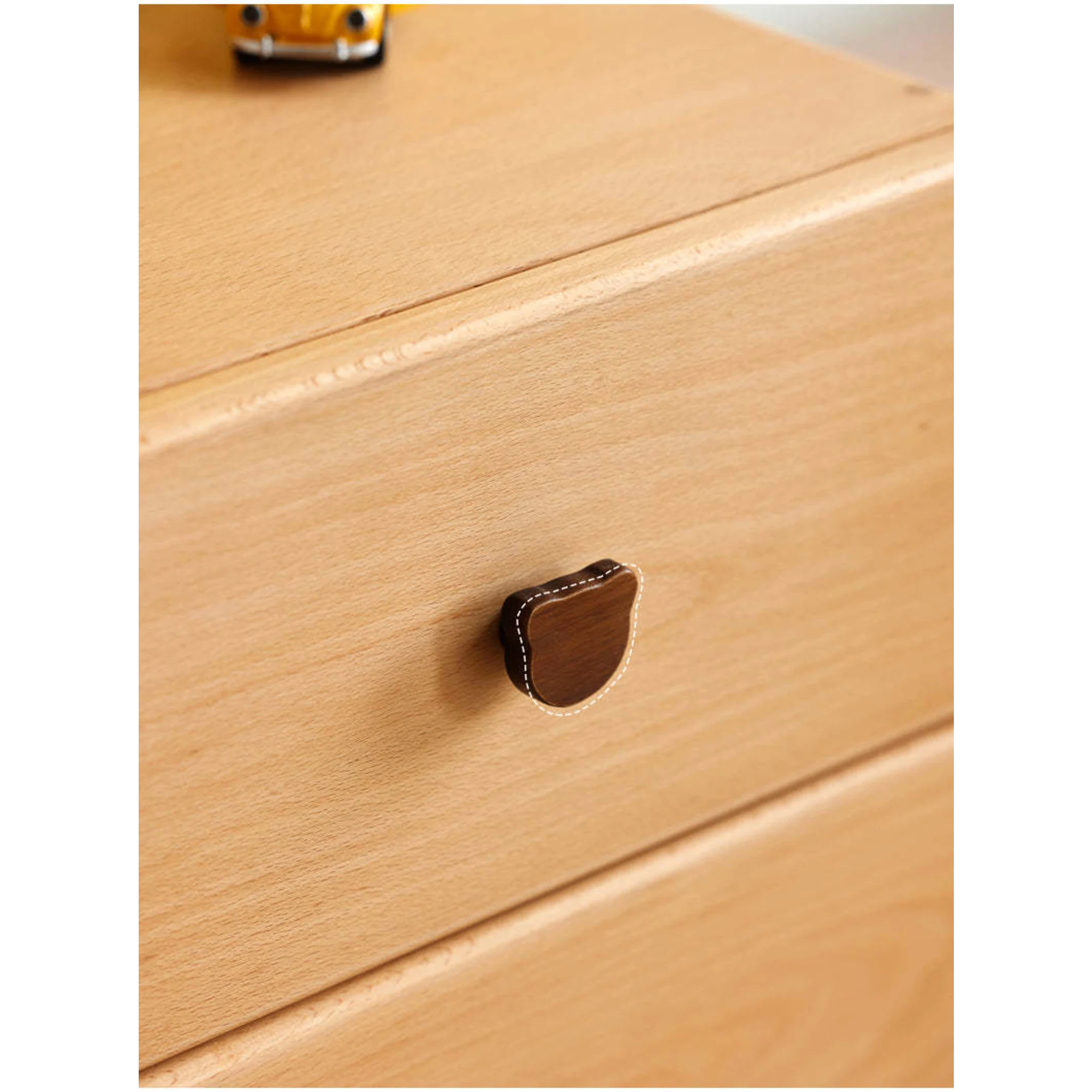 Solidwood Ayla Double Drawer Bedside Table, 40x35CM, Beech