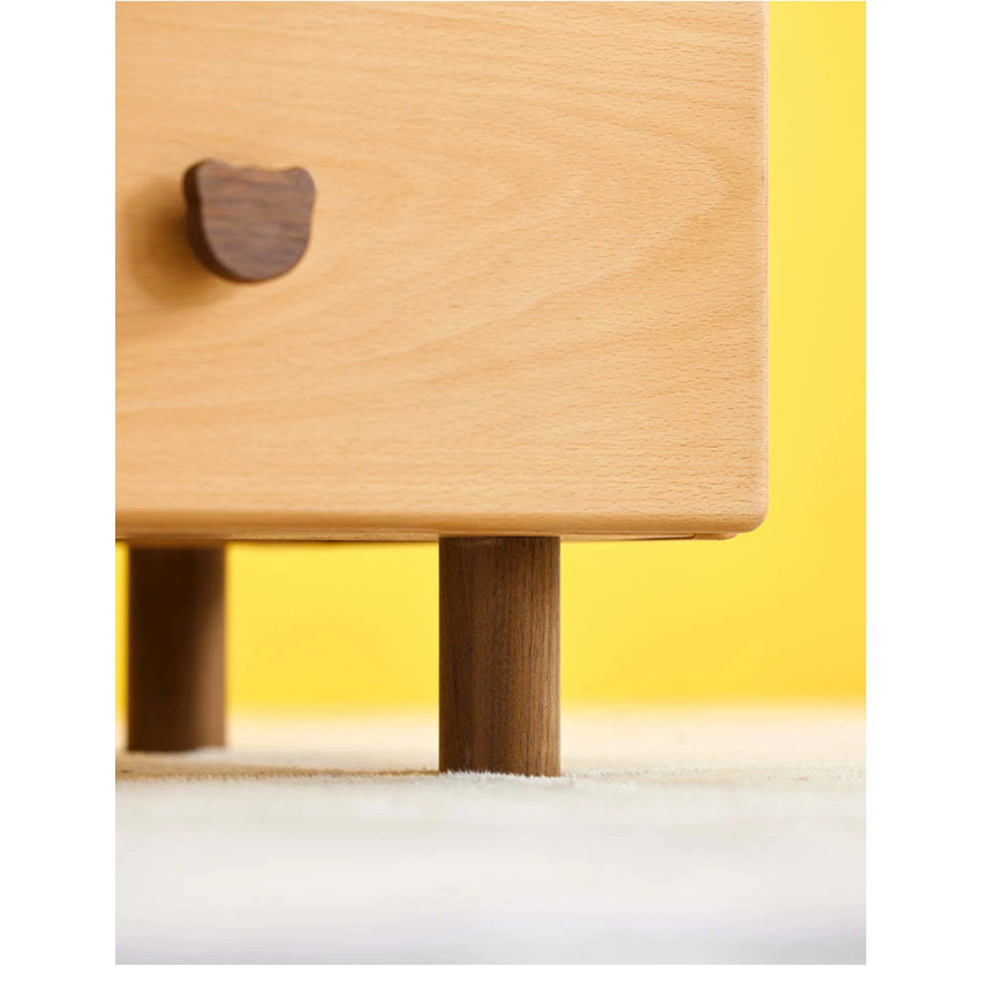 Solidwood Ayla Double Drawer Bedside Table, 40x35CM, Beech