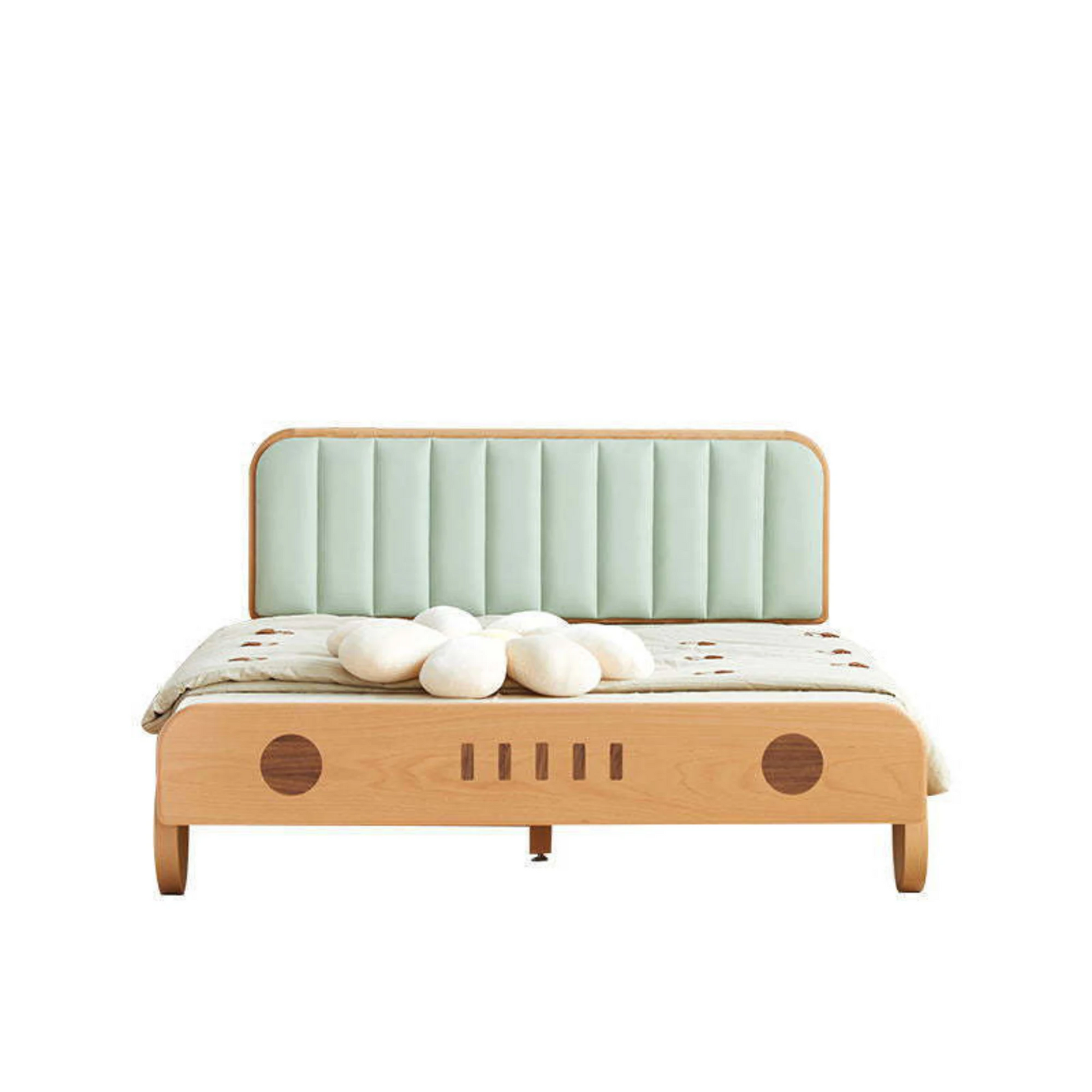 SolidWood Ayla Car Styling Global Double Bed Frame, Natural Wood