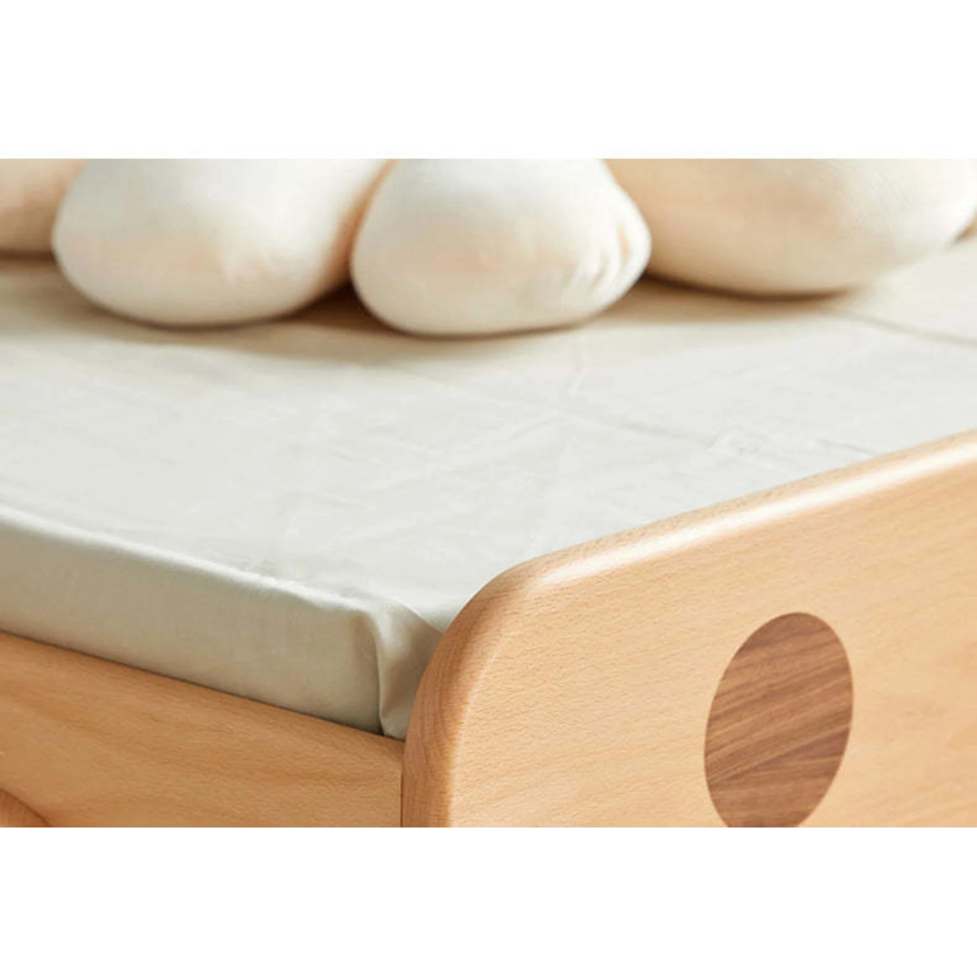 SolidWood Ayla Car Styling Global Queen Bed Frame, Natural Wood