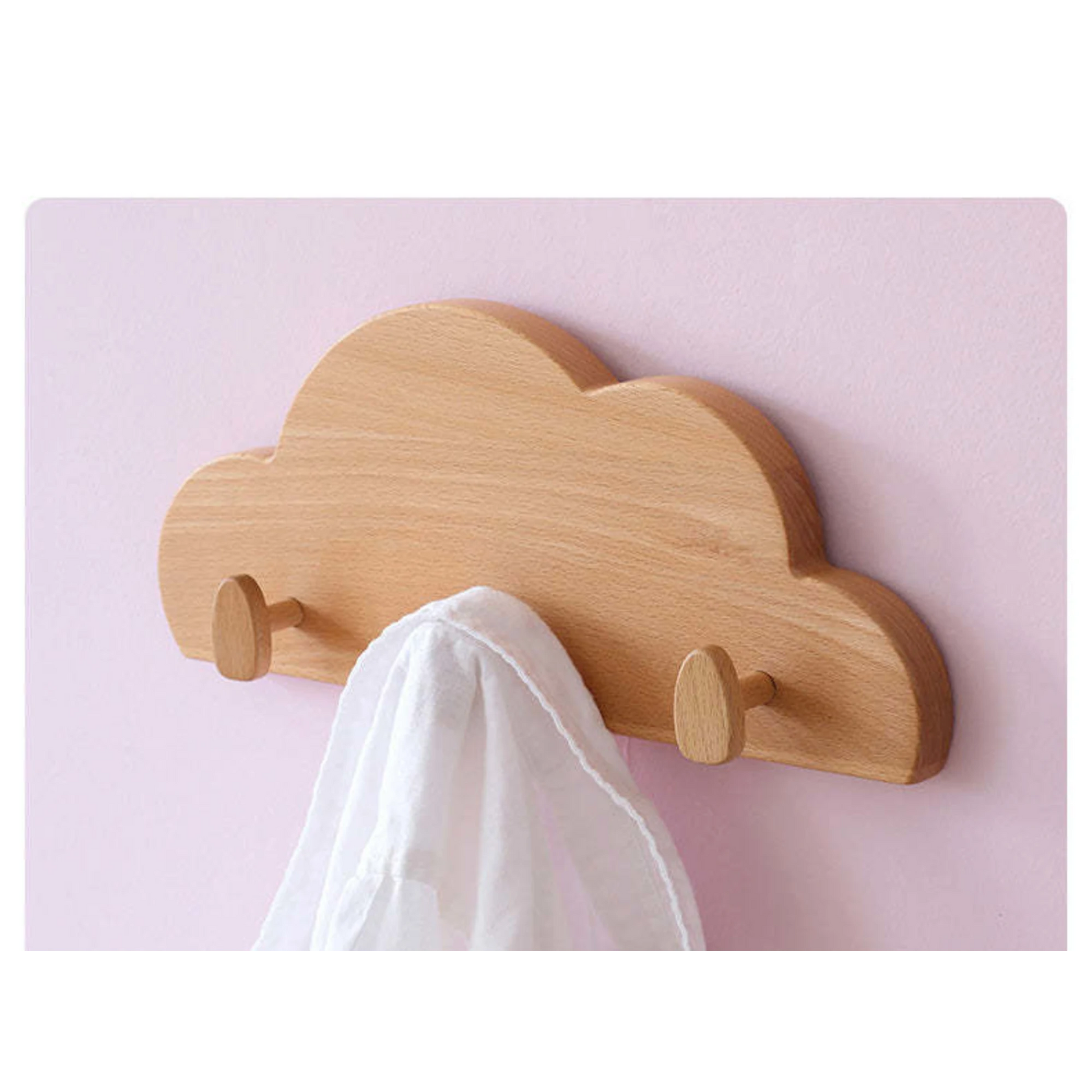Solidwood Ayla Cloud Wall Hooks, 32x48CM, Beech