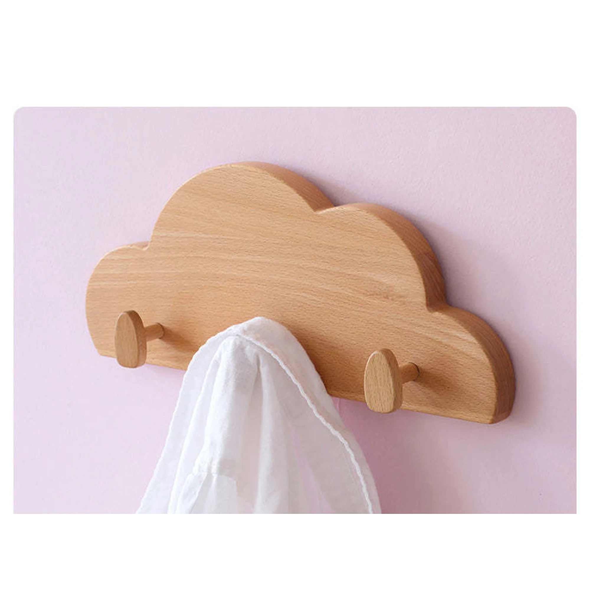Solidwood Ayla Cloud Wall Hooks, 32x48CM, Beech