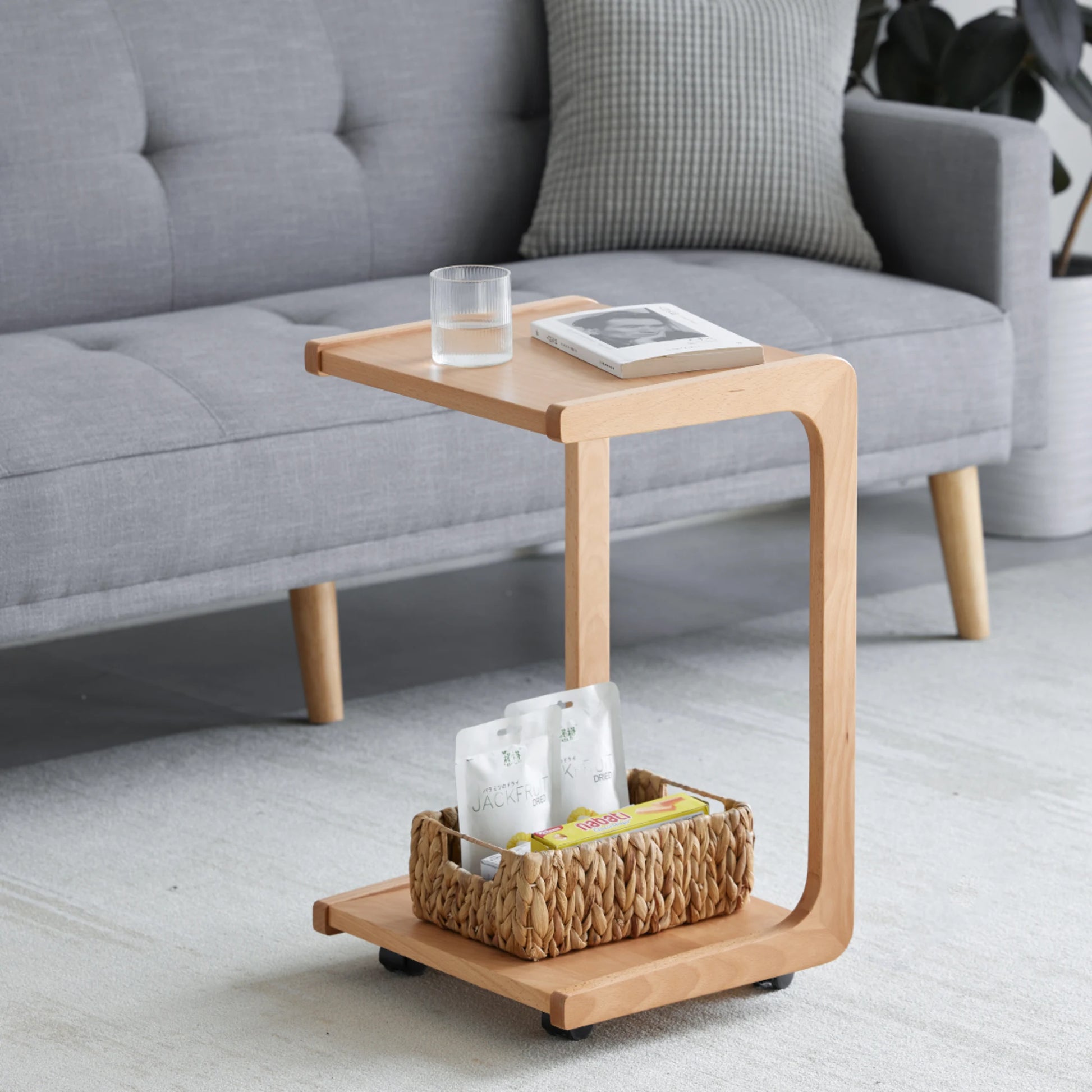 Solidwood Bailey Side Table with Wheels