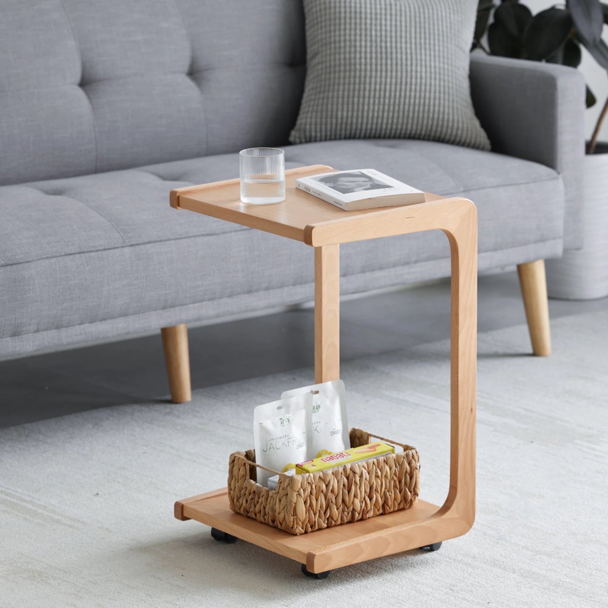 Solidwood Bailey Side Table with Wheels