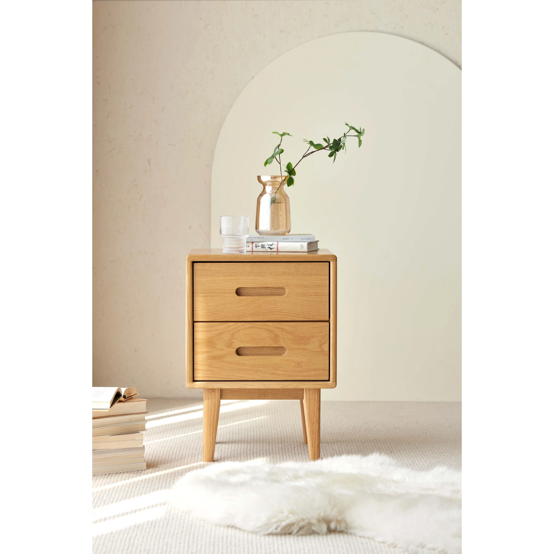 Solidwood Bailey Bedside Table, 36x32CM, Natural Wood