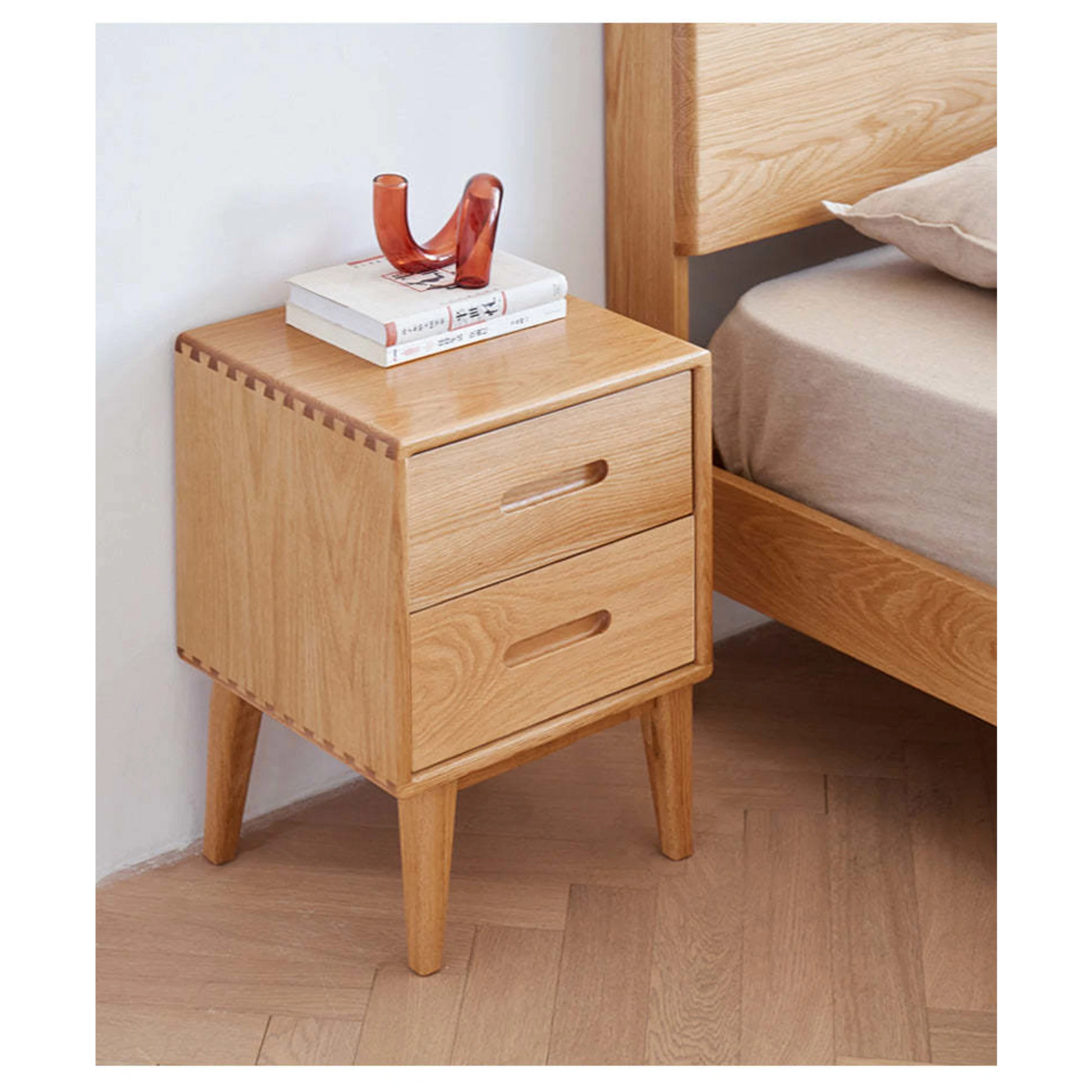 Solidwood Bailey Bedside Table, 36x32CM, Natural Wood