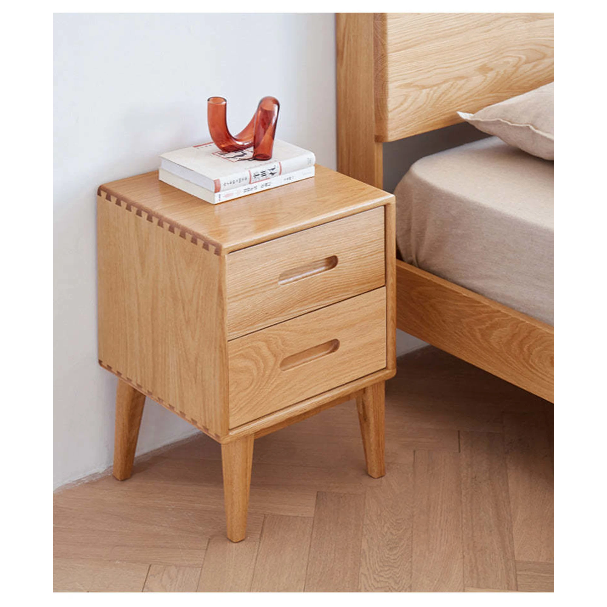 Solidwood Bailey Bedside Table, 36x32CM, Natural Wood