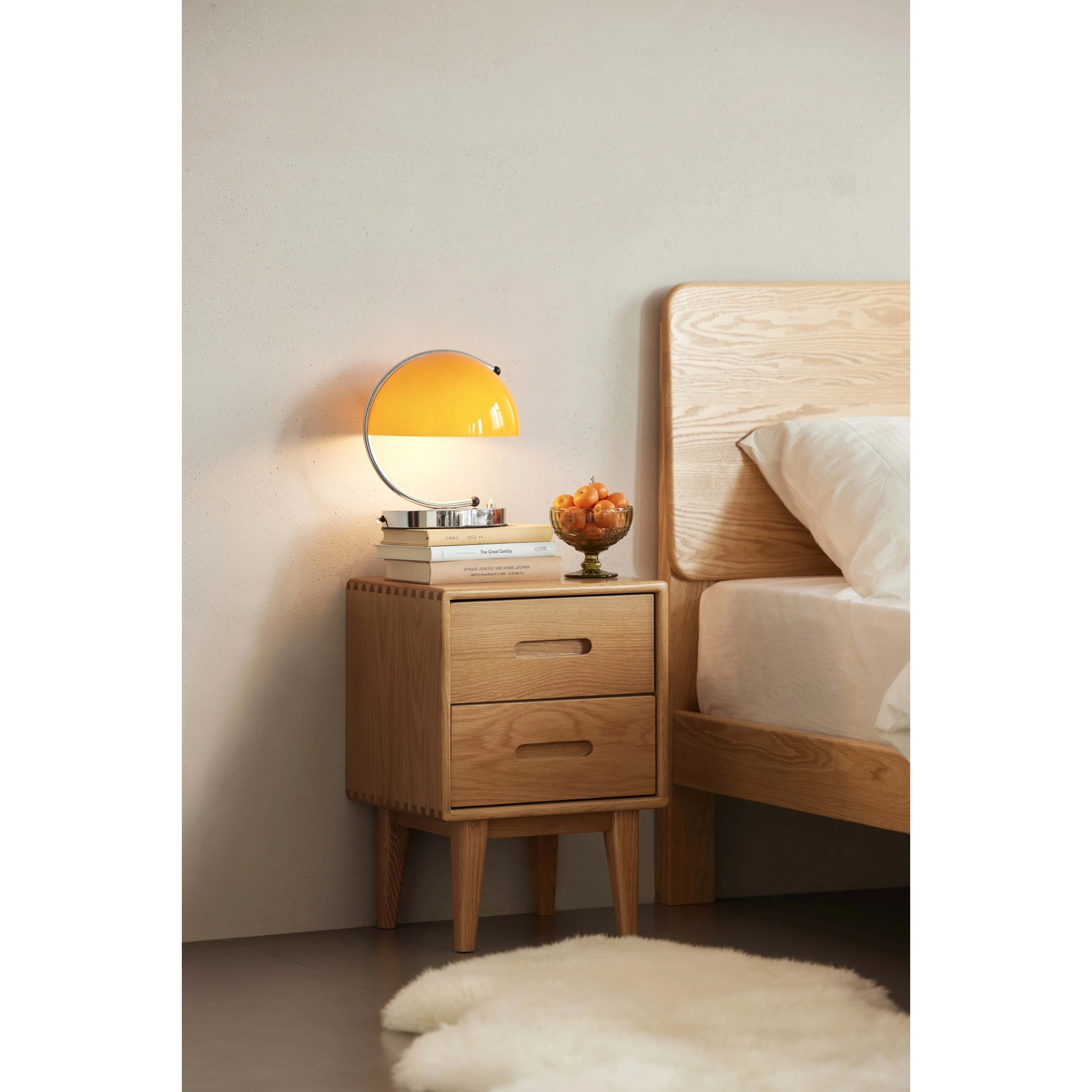 Solidwood Bailey Bedside Table, 36x32CM, Natural Wood