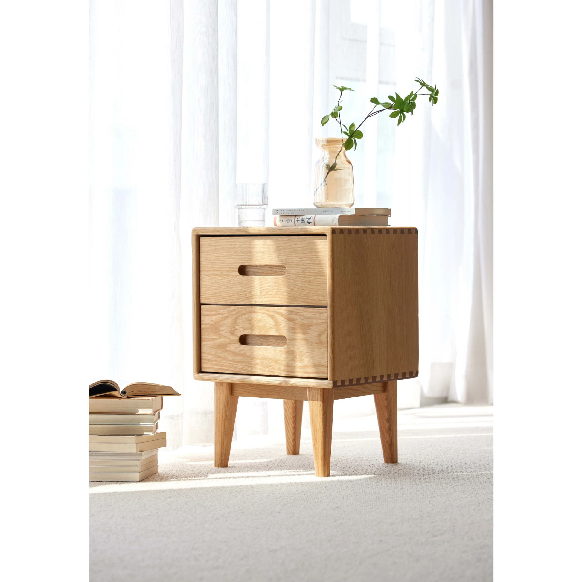 Solidwood Bailey Bedside Table, 36x32CM, Natural Wood