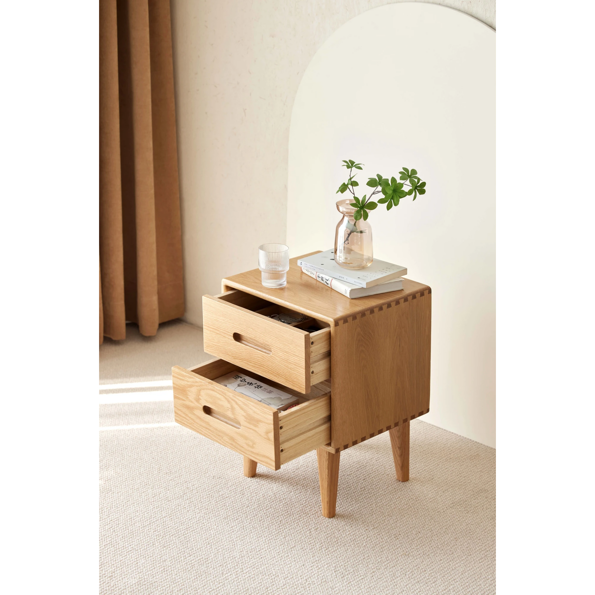 Solidwood Bailey Bedside Table, 36x32CM, Natural Wood