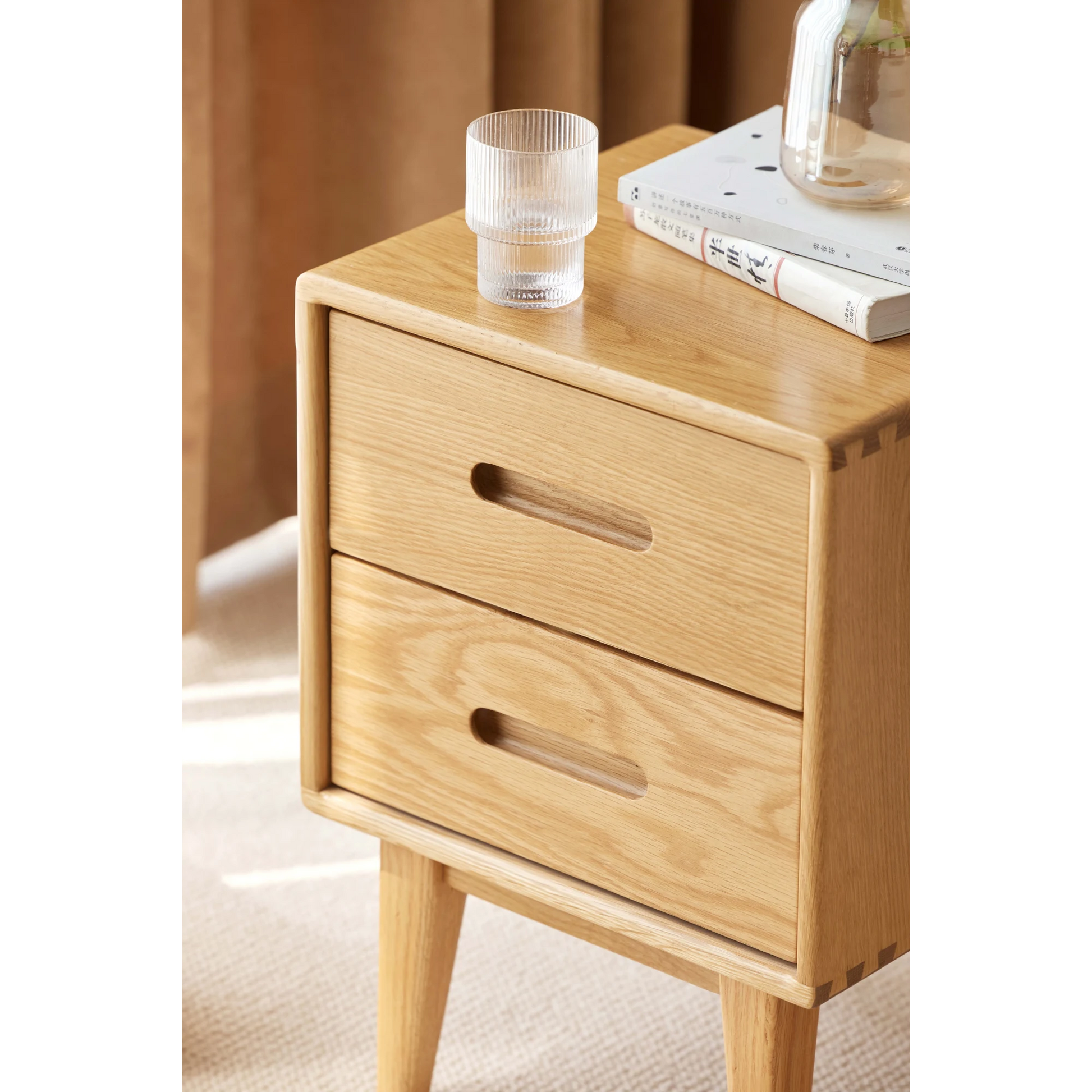 Solidwood Bailey Bedside Table, 36x32CM, Natural Wood