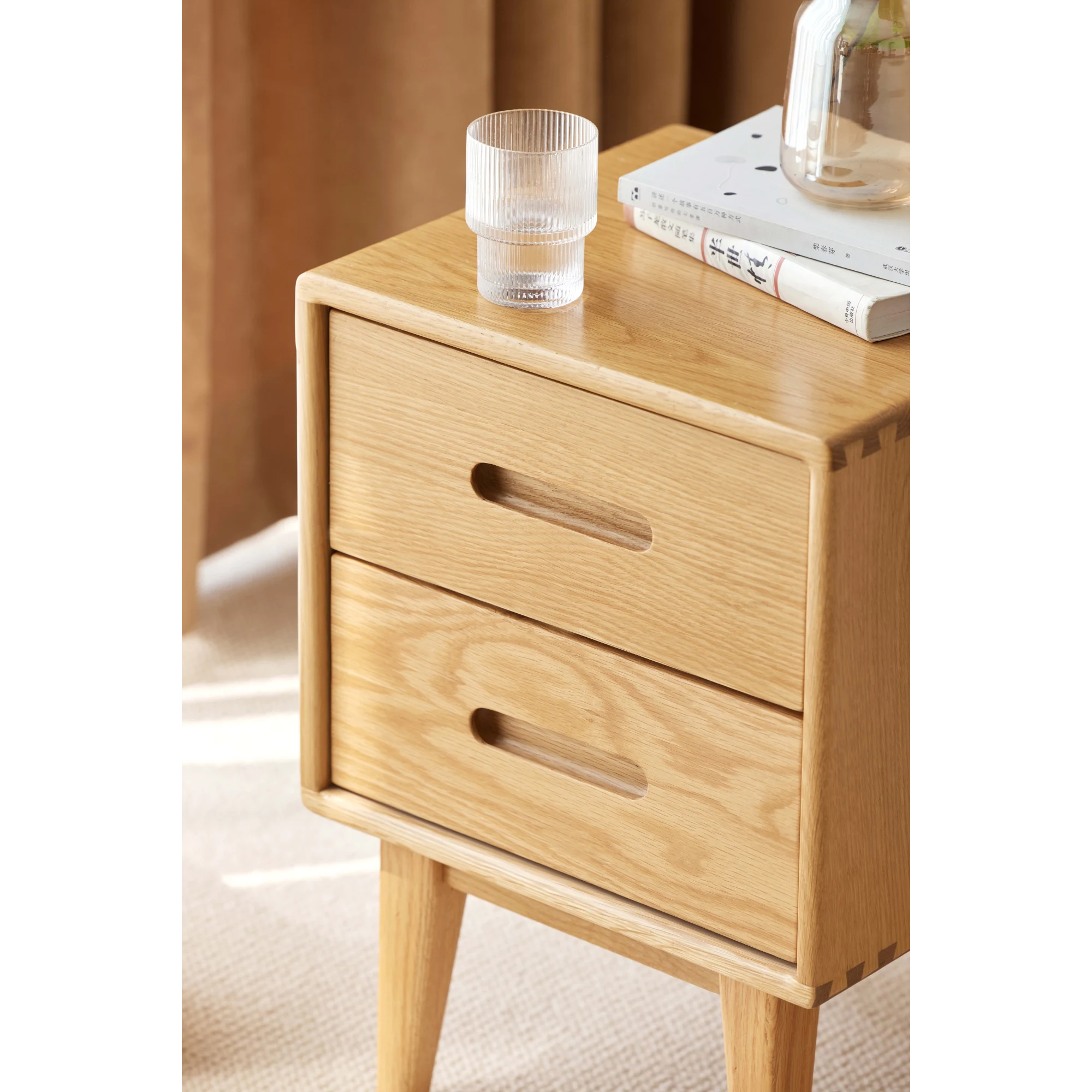 Solidwood Bailey Bedside Table, 36x32CM, Natural Wood