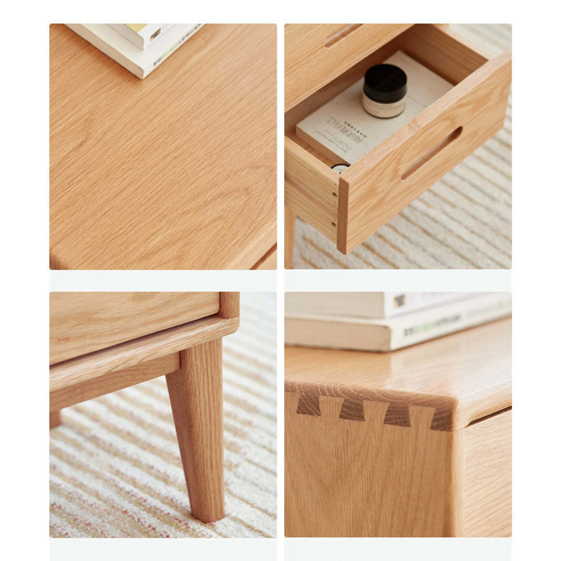 Solidwood Bailey Bedside Table, 36x32CM, Natural Wood