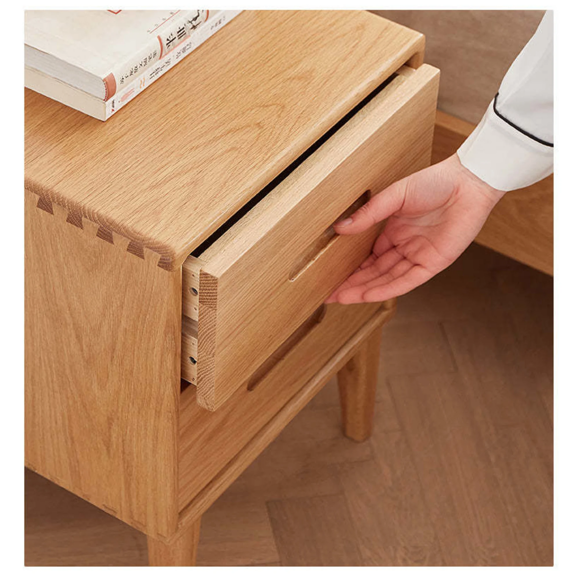 Solidwood Bailey Bedside Table, 36x32CM, Natural Wood