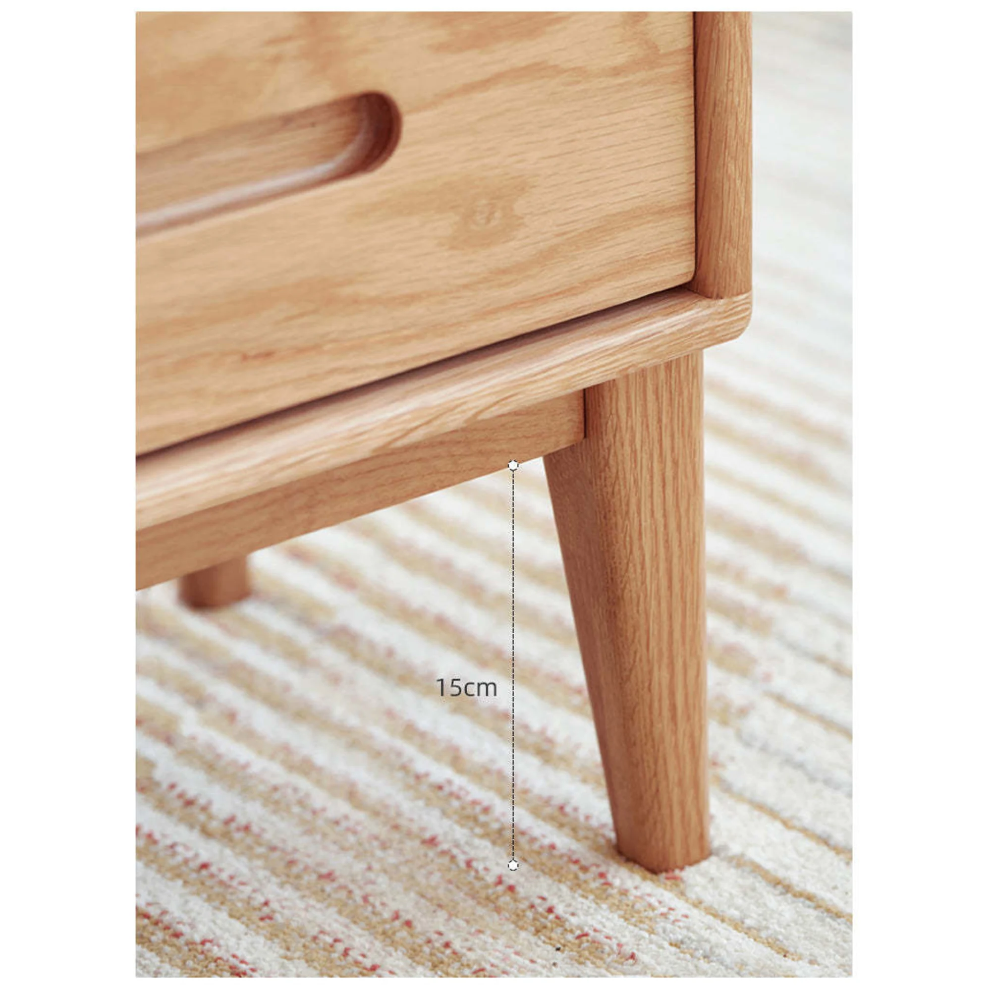 Solidwood Bailey Bedside Table, 36x32CM, Natural Wood