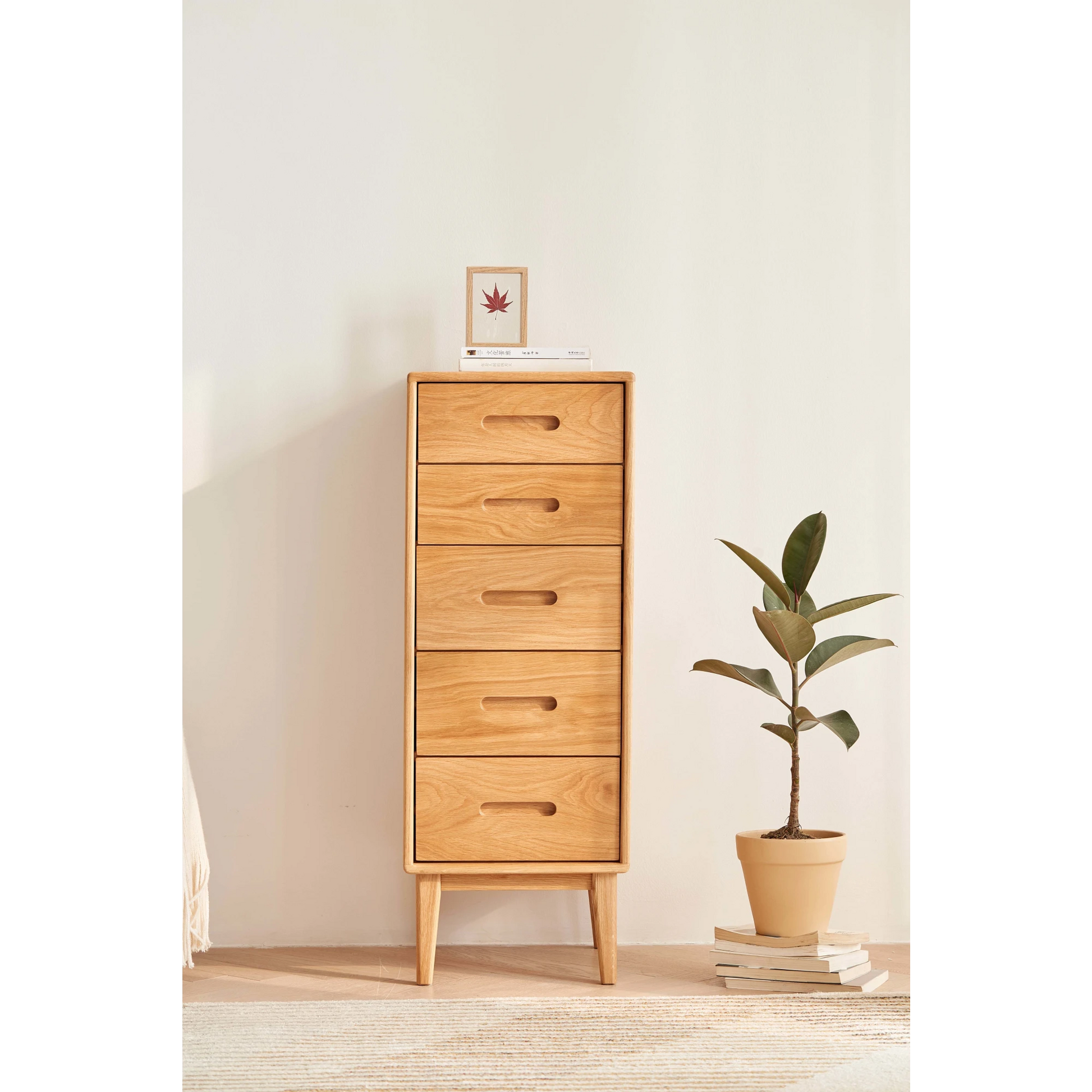 Solidwood Bailey Chest of 5 Drawers, 36x40CM, Natural Wood