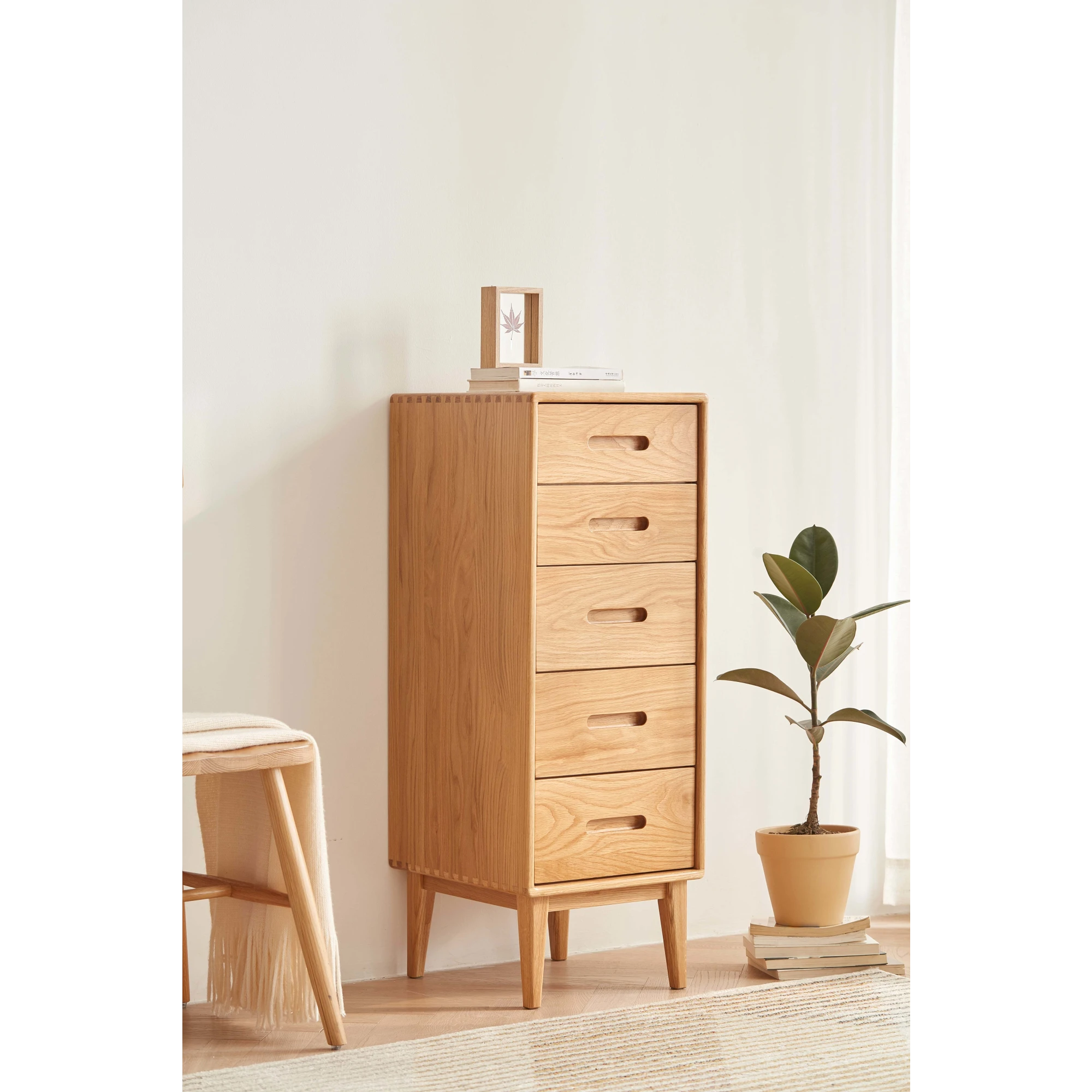 Solidwood Bailey Chest of 5 Drawers, 36x40CM, Natural Wood