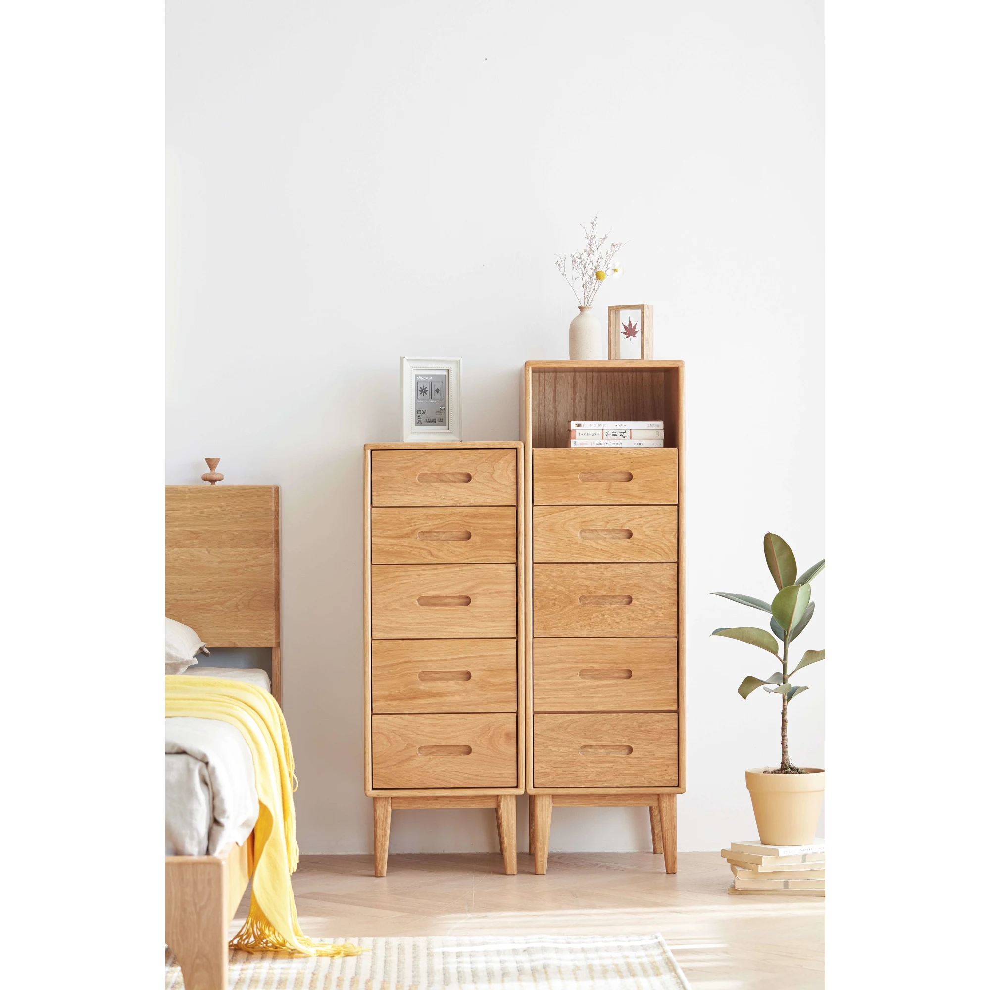Solidwood Bailey Chest of 5 Drawers, 36x40CM, Natural Wood