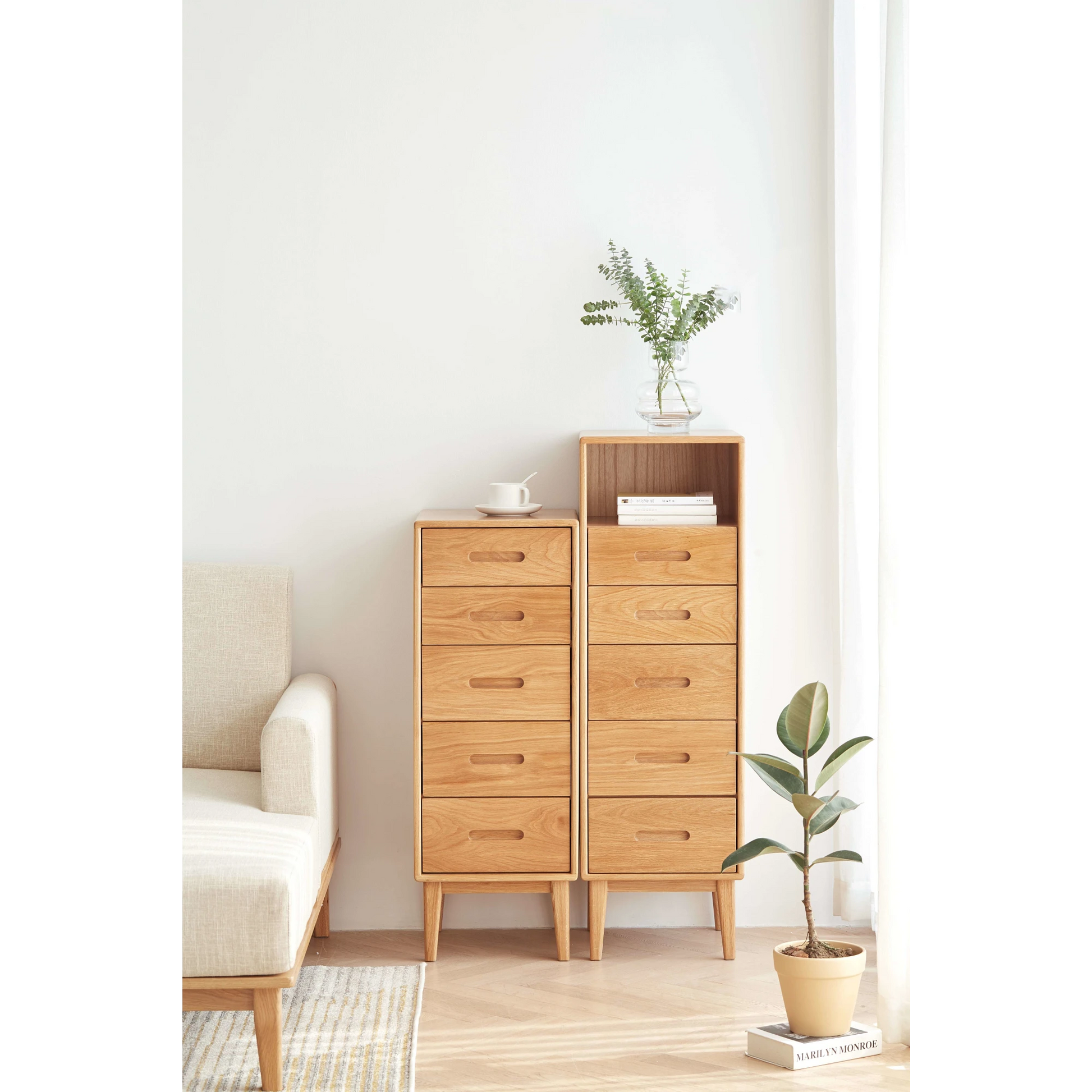 Solidwood Bailey Chest of 5 Drawers, 36x40CM, Natural Wood