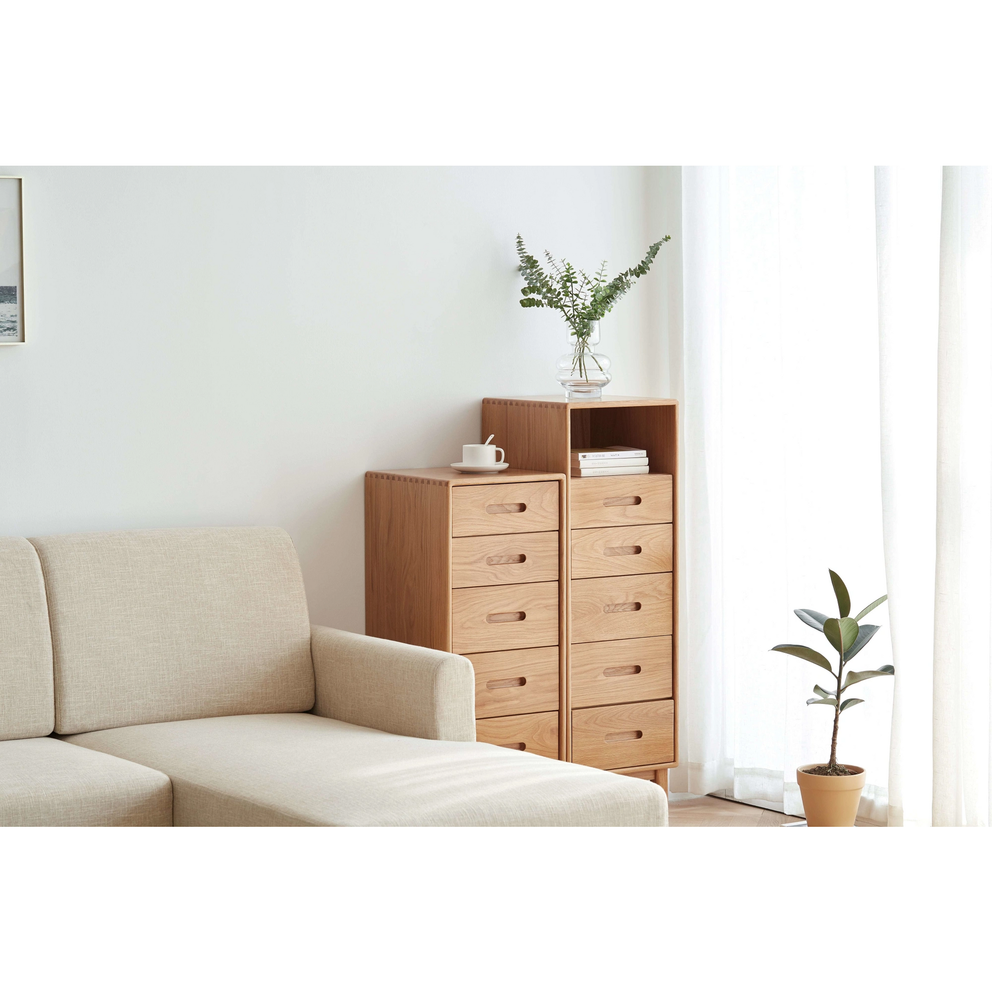 Solidwood Bailey Chest of 5 Drawers, 36x40CM, Natural Wood