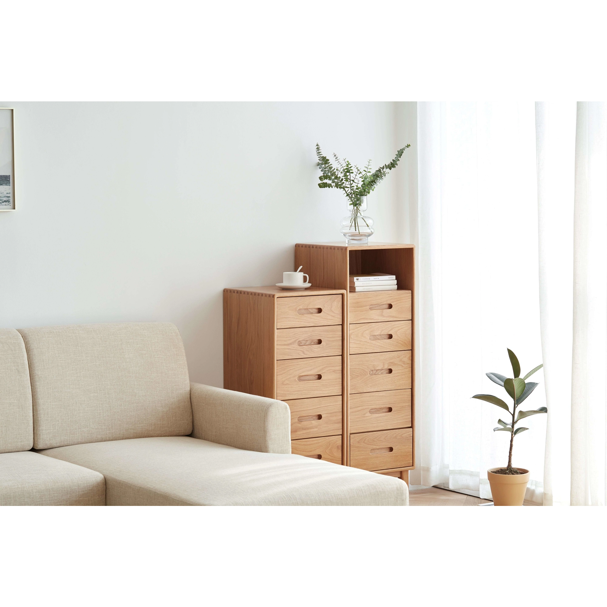Solidwood Bailey Chest of 5 Drawers, 36x40CM, Natural Wood