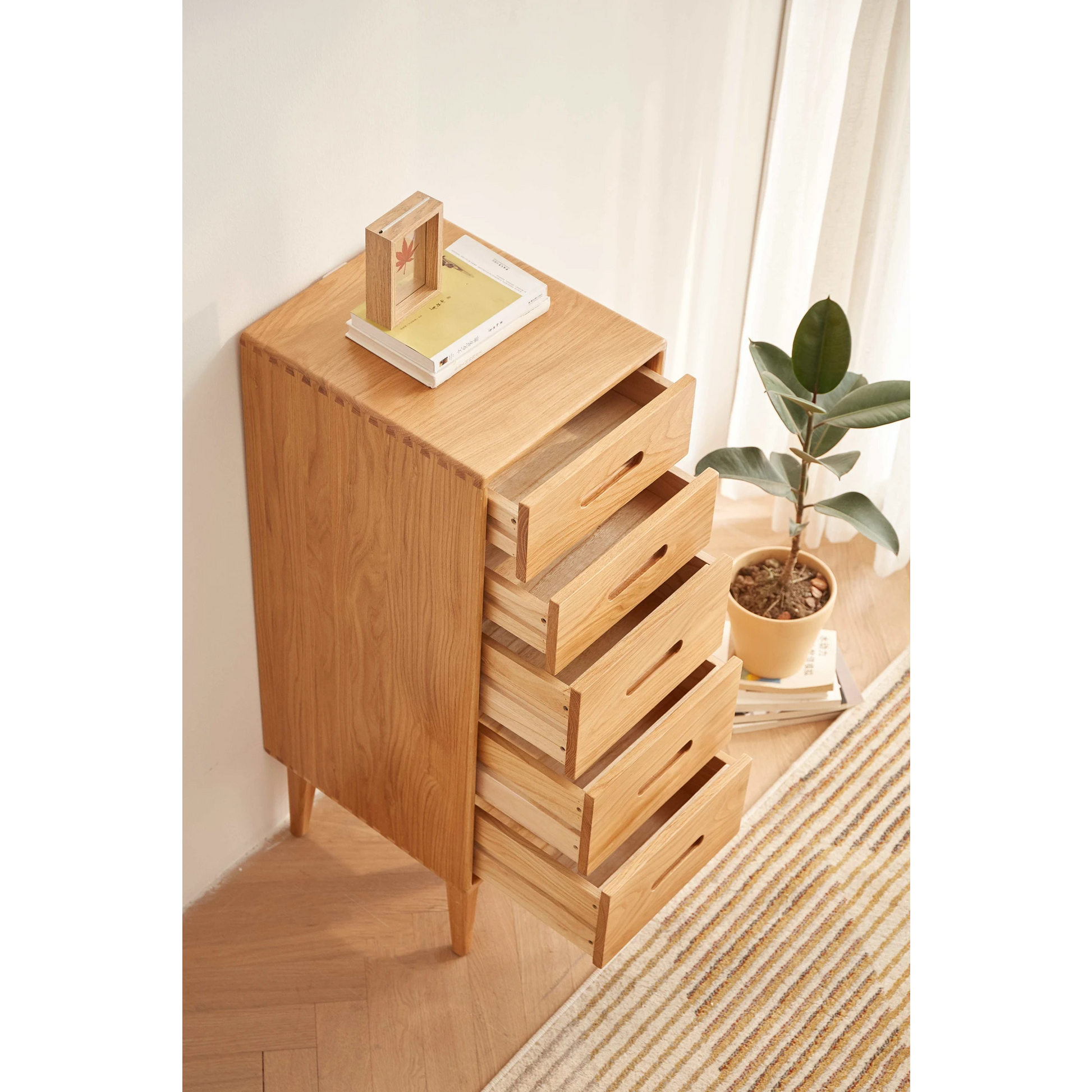 Solidwood Bailey Chest of 5 Drawers, 36x40CM, Natural Wood