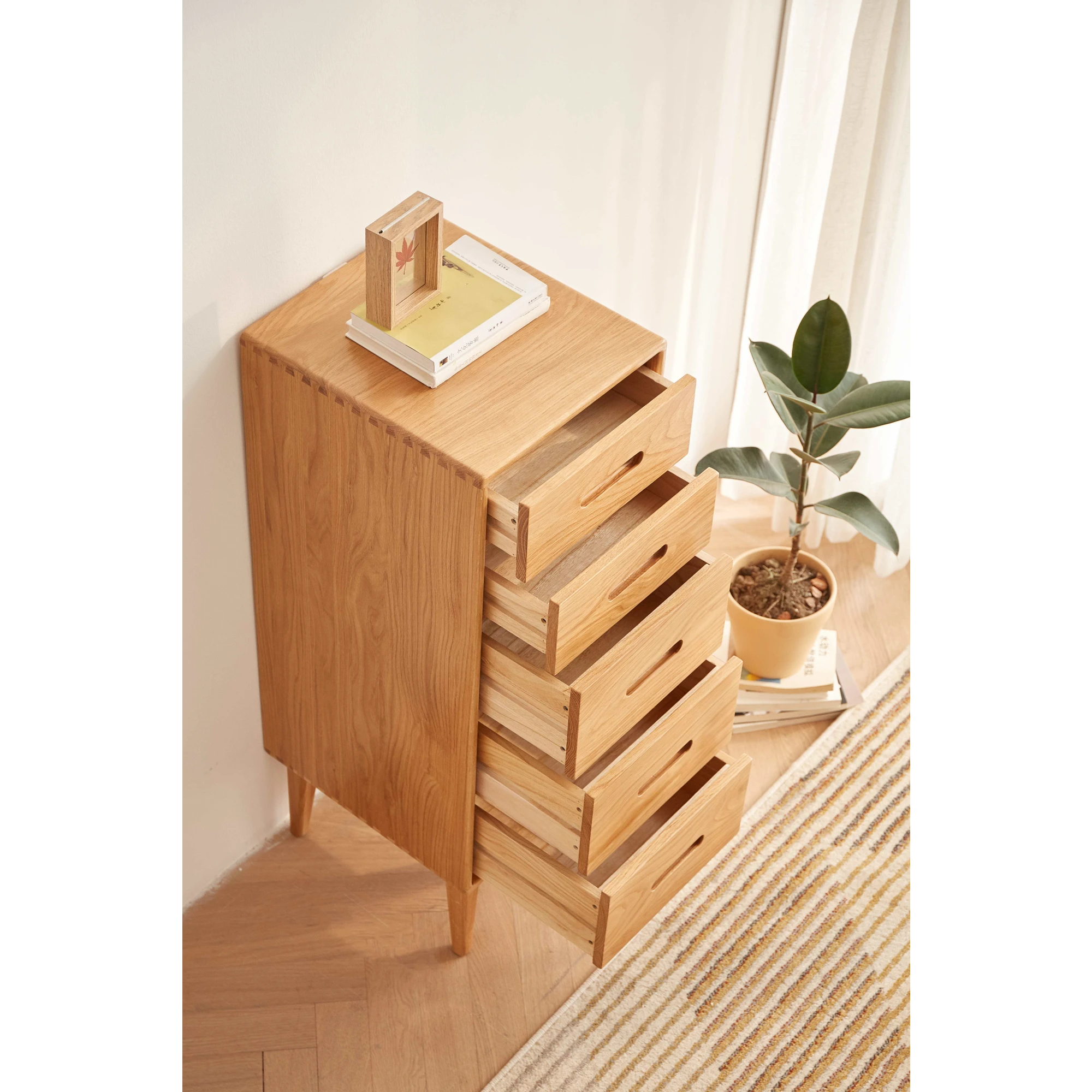 Solidwood Bailey Chest of 5 Drawers, 36x40CM, Natural Wood