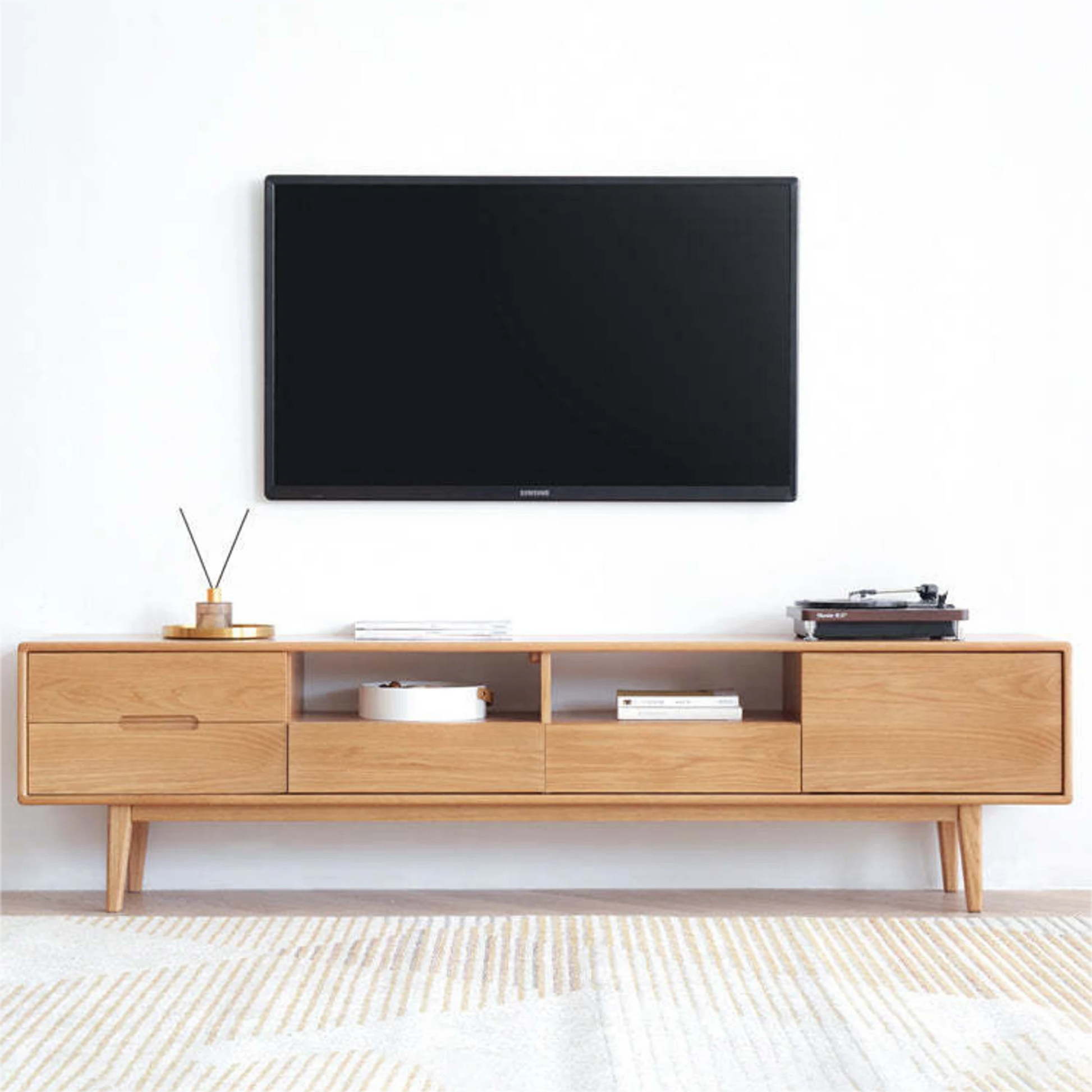 Solidwood Bailey TV Stand, 150x32x45CM, Natural Wood