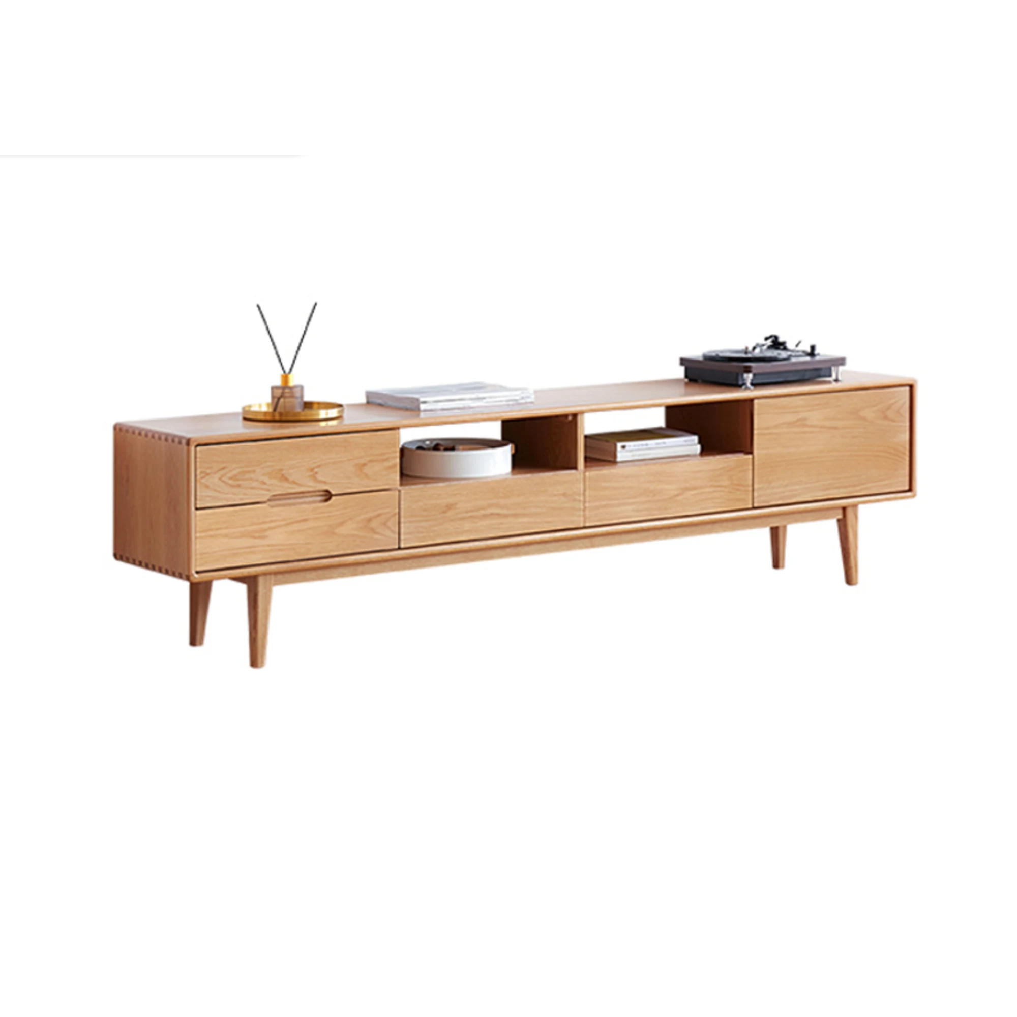 Solidwood Bailey TV Stand, 150x32x45CM, Natural Wood
