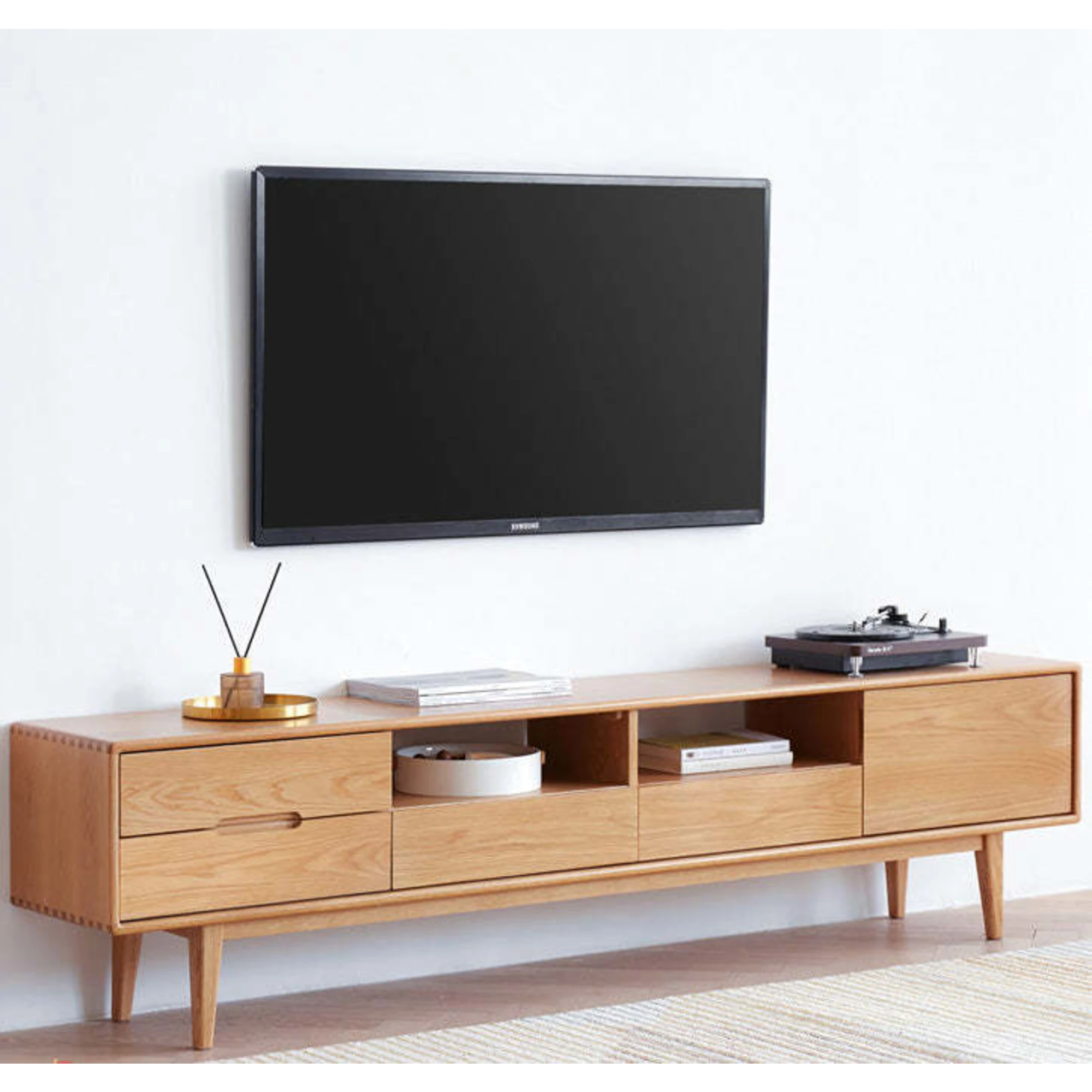 Solidwood Bailey TV Stand, 150x32x45CM, Natural Wood