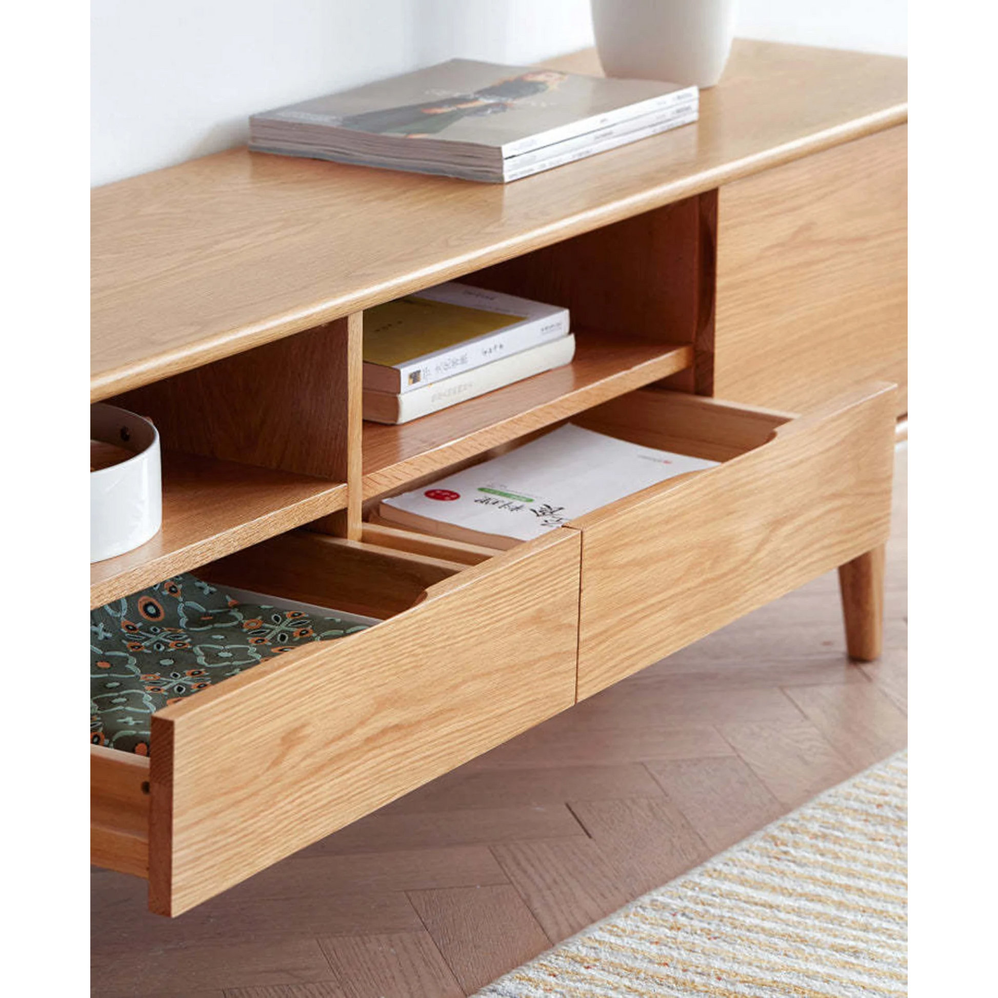 Solidwood Bailey TV Stand, 150x32x45CM, Natural Wood