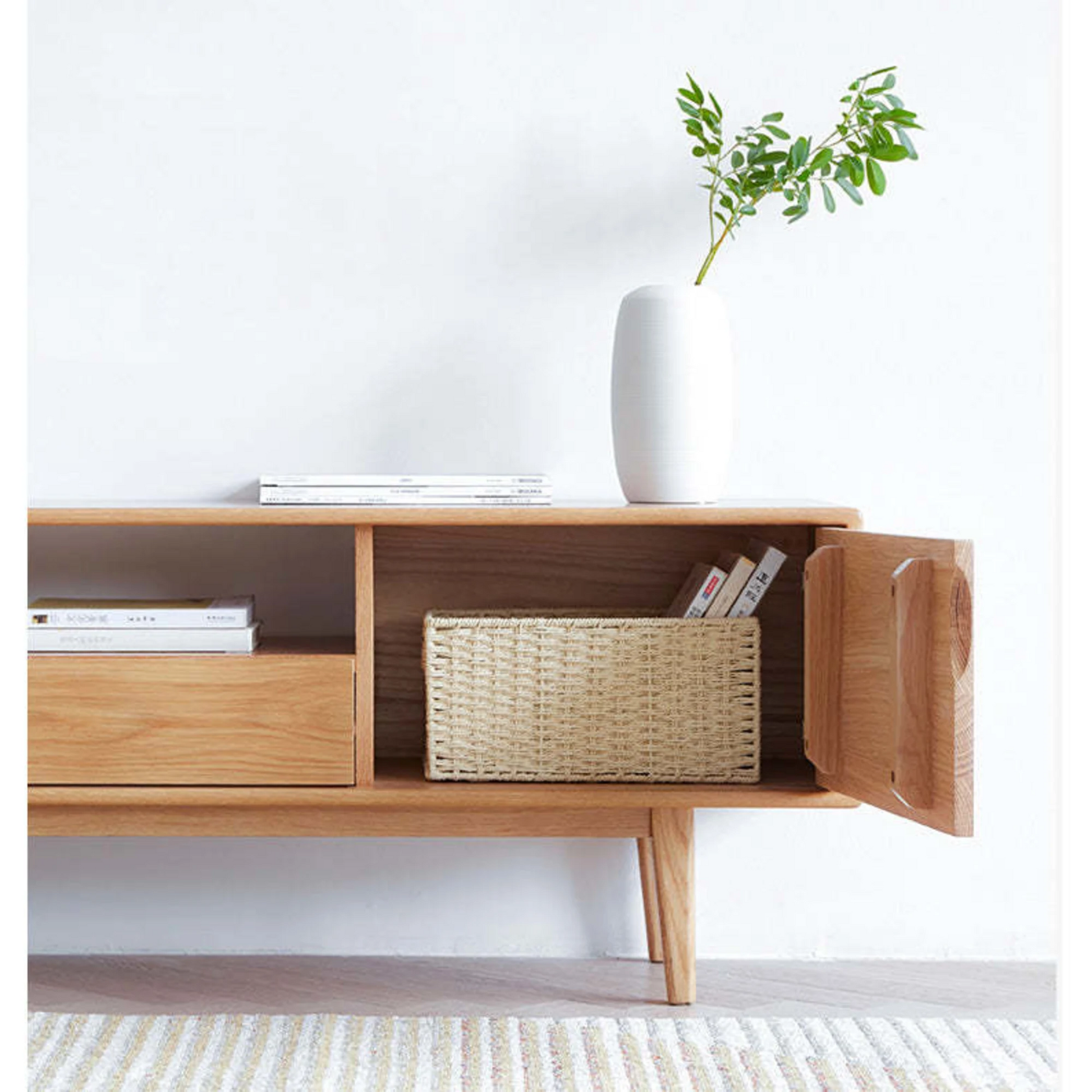 Solidwood Bailey TV Stand, 150x32x45CM, Natural Wood