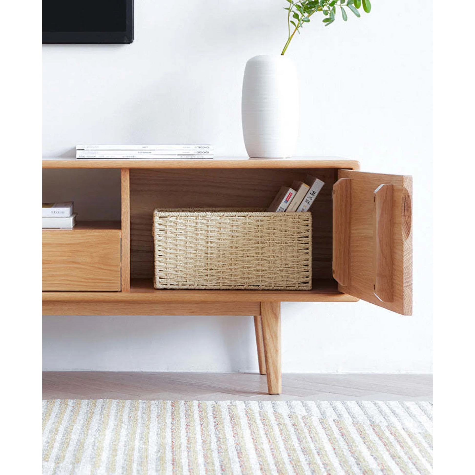 Solidwood Bailey TV Stand, 150x32x45CM, Natural Wood